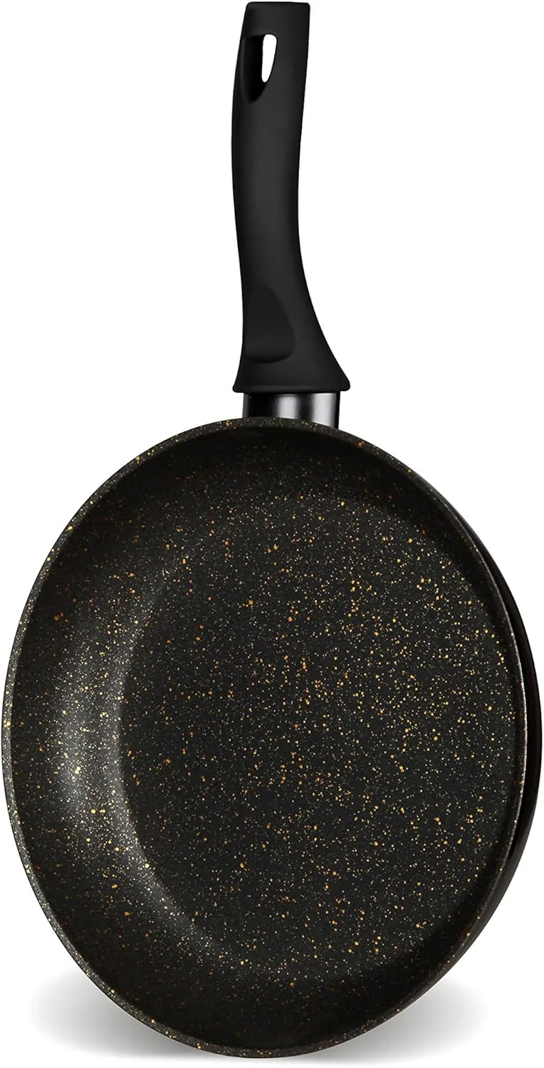 تابه نچسب سنگ مرمر فورج کاری شده Rossetti® ساخت ایتالیا | تابه 24 سانتی متری مشکی و طلایی | بدون کثیفی و دردسر | پخت و پز بدون نگرانی | قابل شستشو در ماشین ظرفشویی، فاقد PFOA و سرب تابه نچسب سنگ مرمر فورج کاری شده Rossetti® ساخت ایتالیا | تابه 24 سانتی متری مشکی و طلایی | بدون کثیفی و دردسر | پخت و پز بدون نگرانی | قابل شستشو در ماشین ظرفشویی، فاقد PFOA و سرب