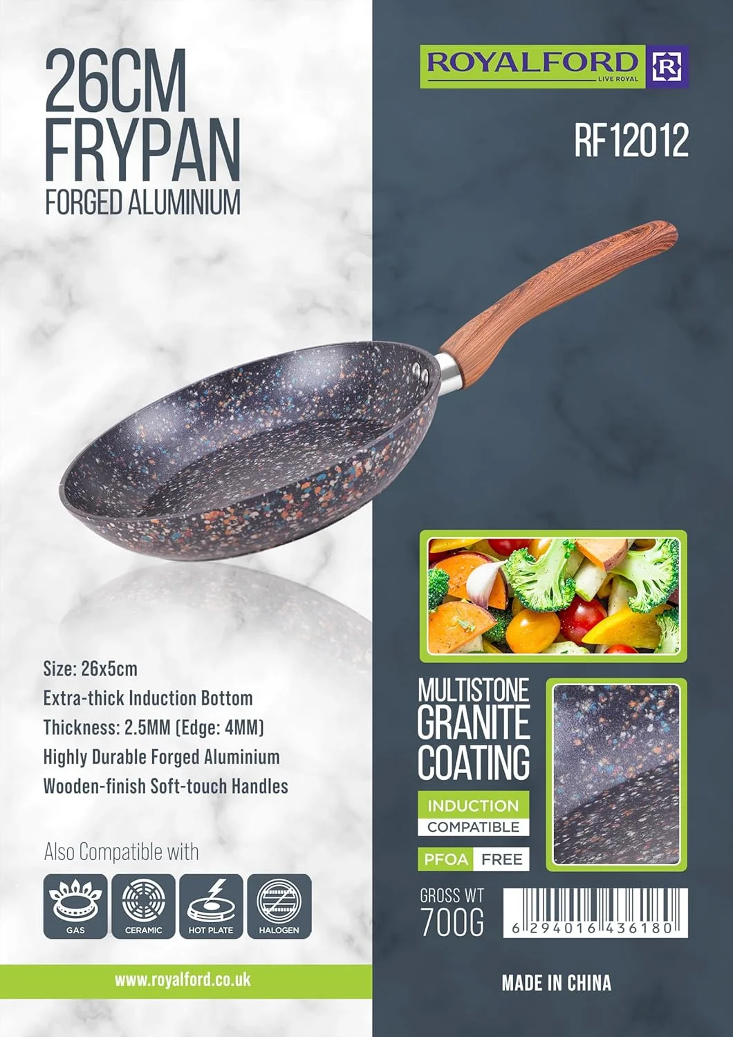 تابه رویالفورد سایز 26 سانتی متر نچسب مدل RF12012 با روکش گرانیتی چند لایه، مناسب برای املت، سرخ کردن و تفت دادن، پخت و پز سالم و بدون PFOA تابه رویالفورد سایز 26 سانتی متر نچسب مدل RF12012 با روکش گرانیتی چند لایه، مناسب برای املت، سرخ کردن و تفت دادن، پخت و پز سالم و بدون PFOA