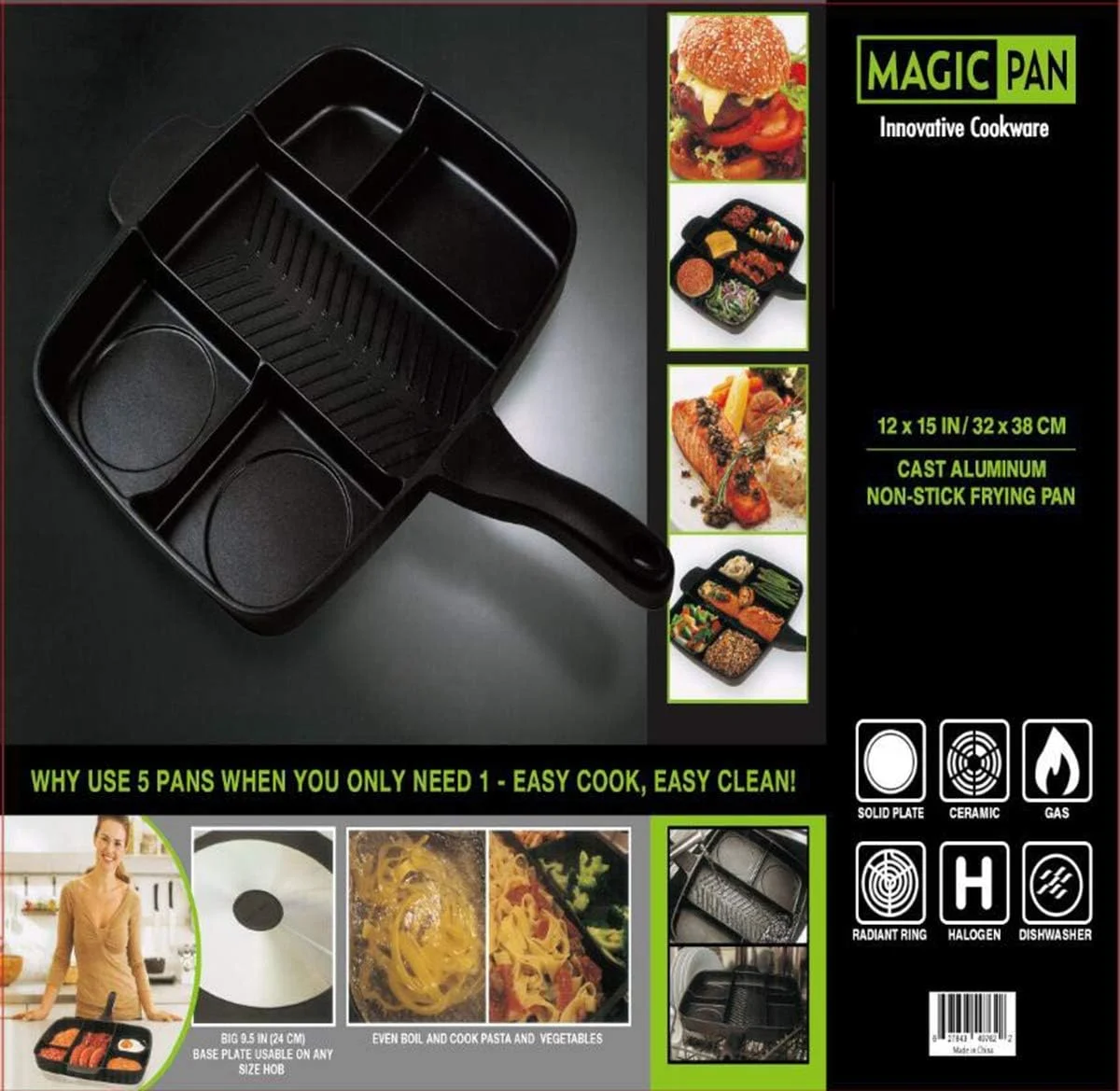 تابه چند قسمتی 5 در 1 نچسب، گریل، همه در یک تابه، ایده آل برای وعده های غذایی بزرگ و سرخ کردنی، تابه چند منظوره مشکی مربع پخت تابه چند قسمتی 5 در 1 نچسب، گریل، همه در یک تابه، ایده آل برای وعده های غذایی بزرگ و سرخ کردنی، تابه چند منظوره مشکی مربع پخت