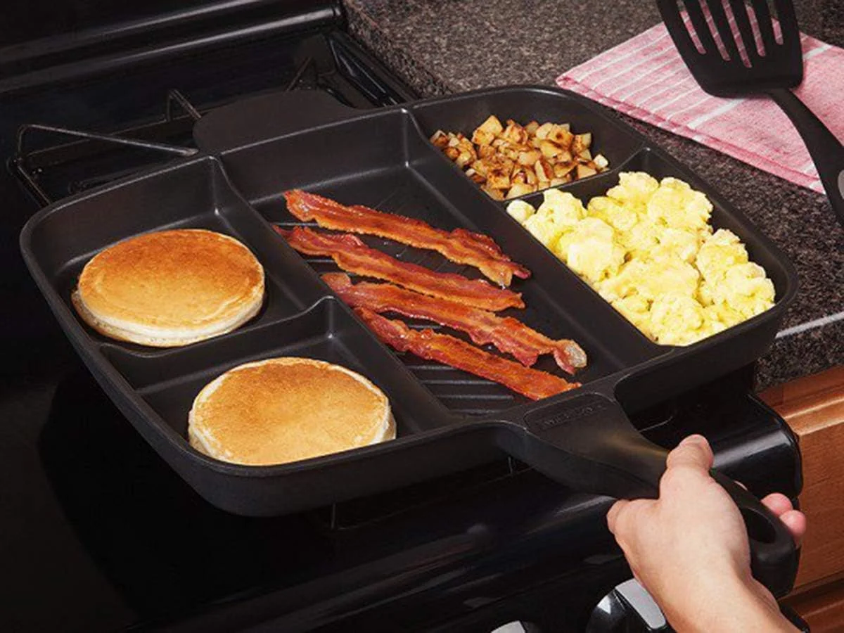 تابه چند قسمتی 5 در 1 نچسب، گریل، همه در یک تابه، ایده آل برای وعده های غذایی بزرگ و سرخ کردنی، تابه چند منظوره مشکی مربع پخت تابه چند قسمتی 5 در 1 نچسب، گریل، همه در یک تابه، ایده آل برای وعده های غذایی بزرگ و سرخ کردنی، تابه چند منظوره مشکی مربع پخت