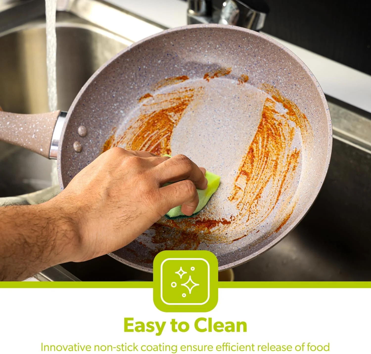 تابه رویال فورد مدل Smart با قطر 30 سانتی متر - تابه با پوشش نچسب گرانیتی 5 لایه | سازگار با انواع اجاق گاز | دسته مقاوم در برابر حرارت با حلقه آویز | ایده آل برای سرخ کردن، پخت و پز، تفت دادن و موارد دیگر، RF9466BGE، بژ