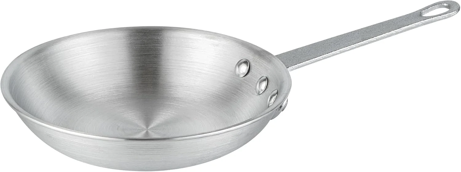 تابه سرخ کن 7 اینچی رستوران ور مدل Met Lux، 1 تابه سرخ کن بادوام - پرداخت ساتن، پرچ شده سه گانه، تابه آلومینیومی نقره ای برای سرخ کردن، تفت دادن و قهوه ای کردن غذا