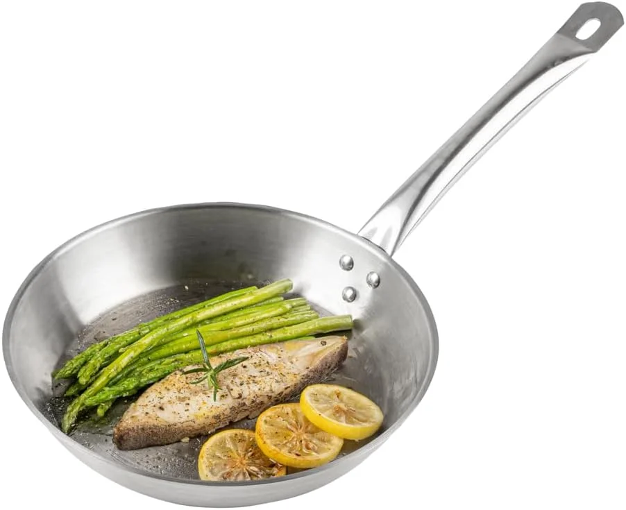 تابه استیل ضد زنگ رستوران ور سایز 10 اینچ مناسب برای اجاق های القایی، تابه کوچک - نچسب - سنگین، حرفه ای، مناسب مصارف تجاری - بسته 1 عددی - مت لوکس -