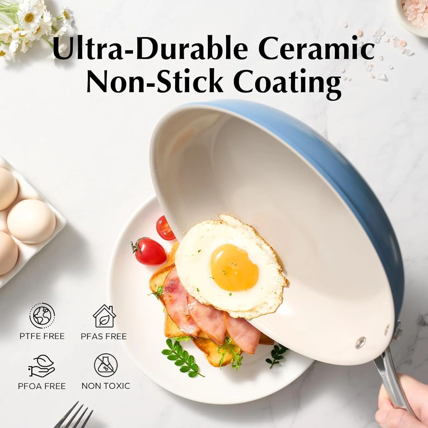 Redchef Non Stick Frying Pan, 20 24 28cm Ceramic Pots and Pan Set for Cooking, 8" 9.5" 11" Skillet Set, No PFAS & PTFE & PFOA with Stainless Steel Handle, Oven Safe Max to 842°F (Blue) Redchef Non Stick Frying Pan, 20 24 28cm Ceramic Pots and Pan Set for Cooking, 8" 9.5" 11" Skillet Set, No PFAS & PTFE & PFOA with Stainless Steel Handle, Oven Safe Max to 842°F (Blue)