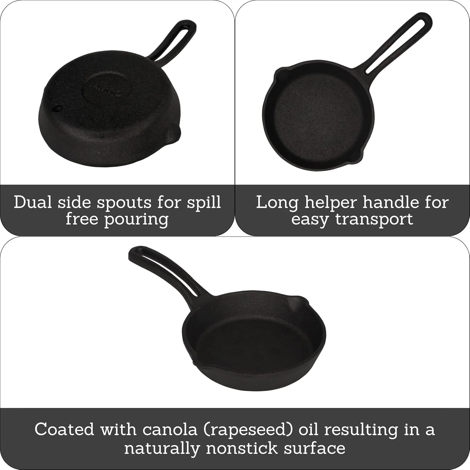 تابه کوچک چدنی میرو 4.5 اینچی با دهانه های چکه گیر، تابه از قبل چاشنی شده مناسب فر برای کمپینگ، استفاده در فضای داخلی و خارجی تابه کوچک چدنی میرو 4.5 اینچی با دهانه های چکه گیر، تابه از قبل چاشنی شده مناسب فر برای کمپینگ، استفاده در فضای داخلی و خارجی