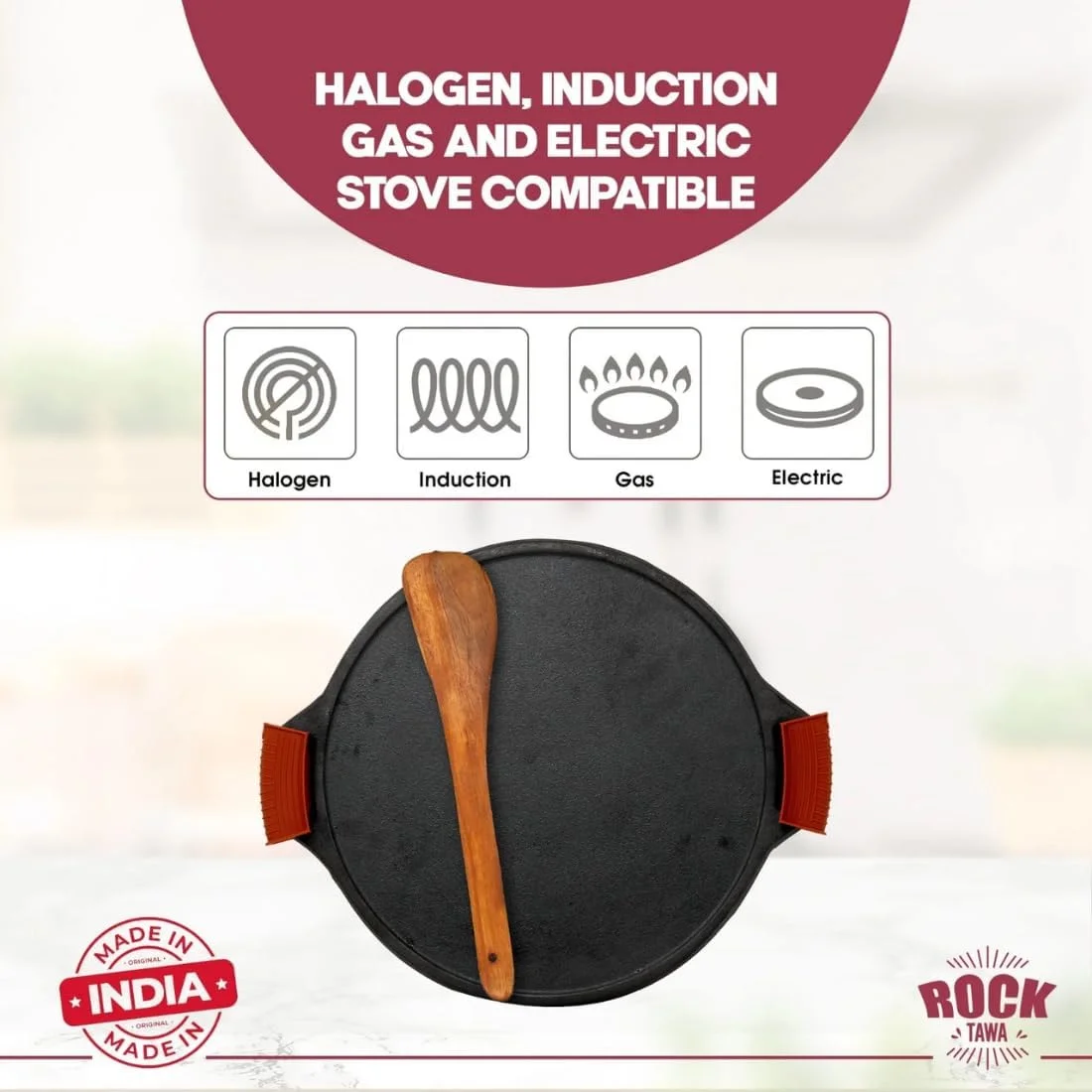 تابه سنگی دوسا چدنی از قبل روغن کاری شده - 30 سانتیمتر، مشکی