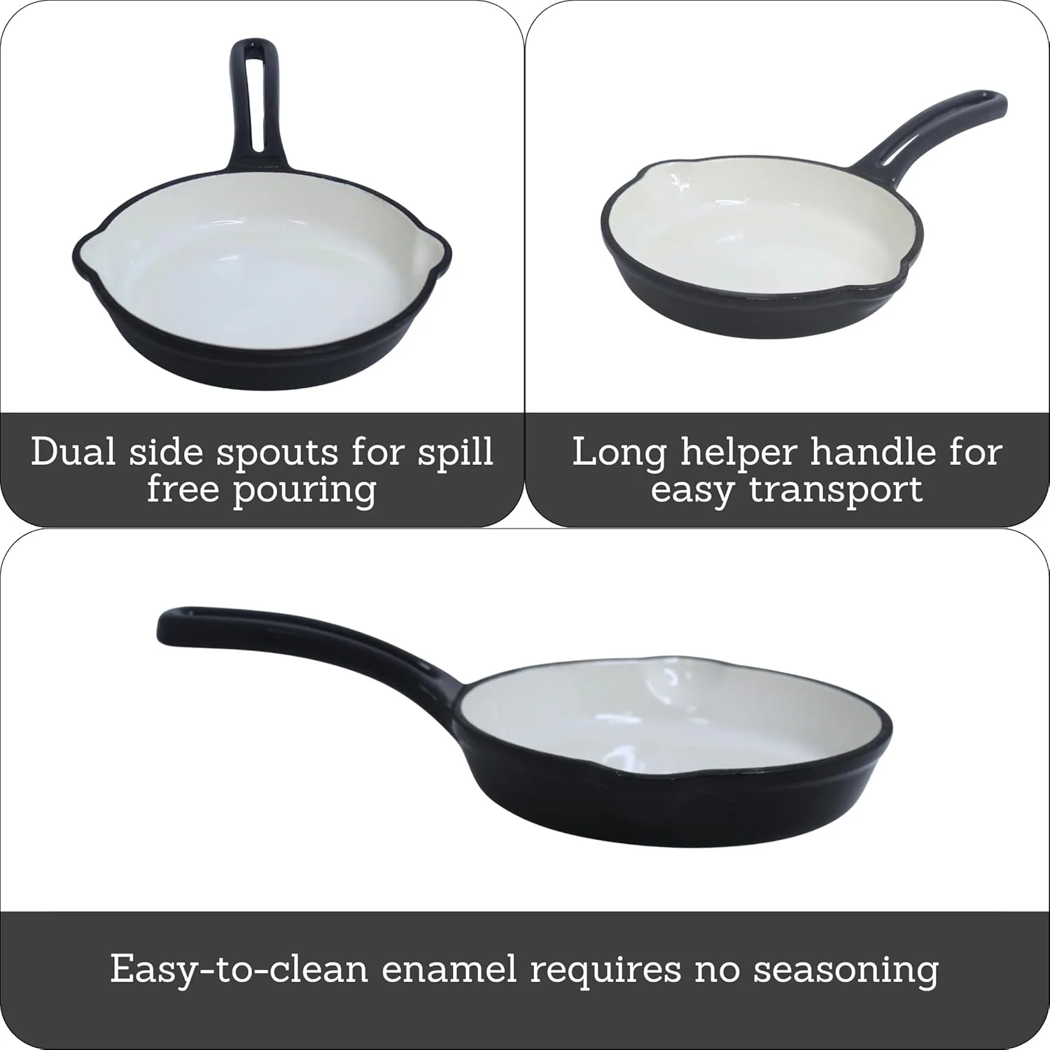 تابه چدنی میناکاری شده 15 سانتی متری میرو، خاکستری