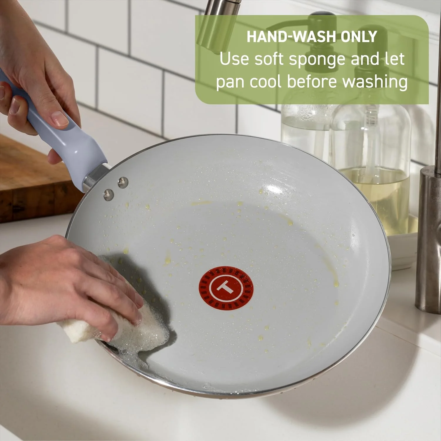 T-fal Refresh Ceramic, Ceramic Non Stick Fry Pan 12 Inch, Oven Broiler Safe 350F, Cookware, Nonstick Kitchen Pan, Versatile Frying Pan, Skillet, Healthy Cooking, Pots and Pans, Moon Gray