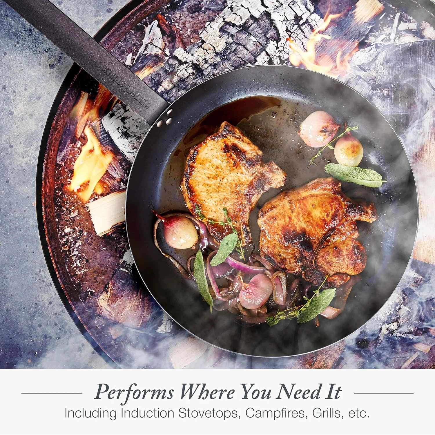 تابه استیل کربنی القایی 26 سانتی متری Merten & Storck، مناسب فر، مشکی