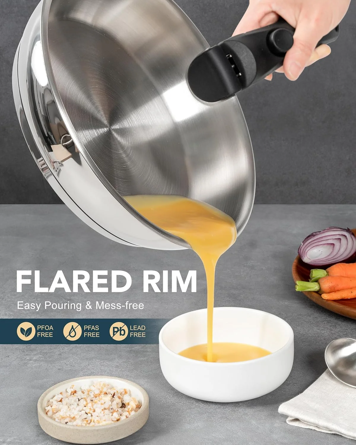 ست تابه استیل MICHELANGELO، تابه های پخت و پز با دسته جداشدنی، ست تابه استیل با پایه سه لایه، تابه سازگار با القایی - 8 اینچ و 9.5 اینچ و 11 اینچ