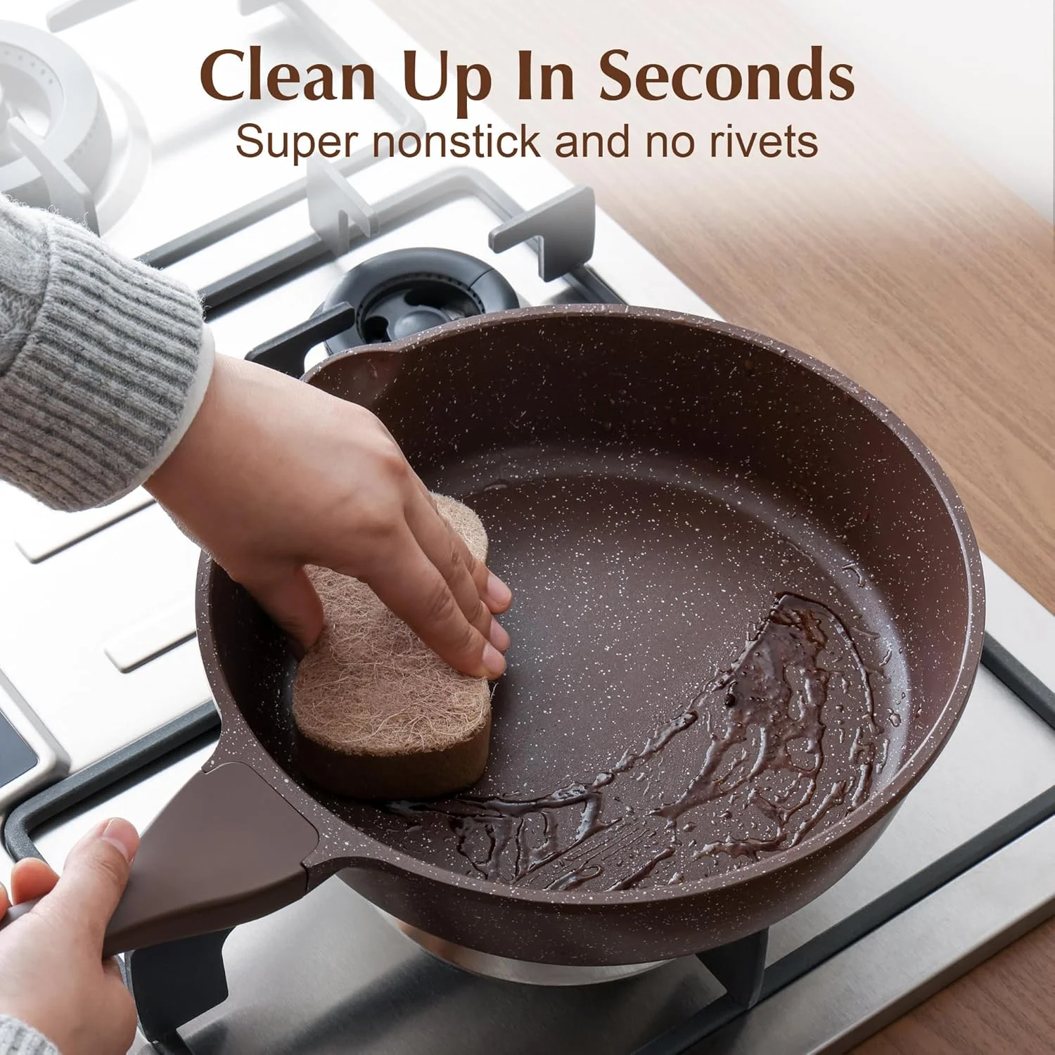 تابه سرخ کن عمیق نچسب SENSARTE، تابه تفت دهنده 10 اینچی با درب، دسته خنک شونده، تابه پخت و پز، ظروف سنگی سالم سازگار با القایی، بدون PFOA تابه سرخ کن عمیق نچسب SENSARTE، تابه تفت دهنده 10 اینچی با درب، دسته خنک شونده، تابه پخت و پز، ظروف سنگی سالم سازگار با القایی، بدون PFOA