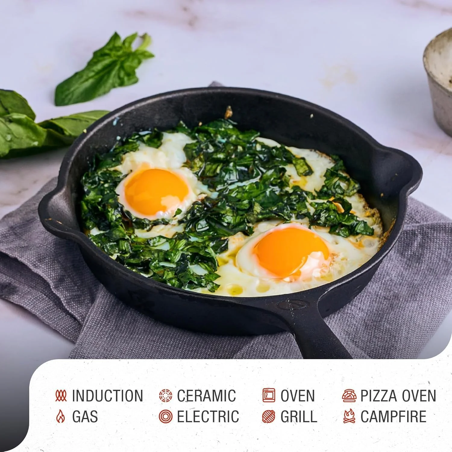 6.2 Inch Cast Iron Skillet, Frying Pan with Drip-Spouts, Pre-seasoned Oven Safe Cookware, Camping Indoor and Outdoor Cooking, Grill Safe, Restaurant Chef Quality