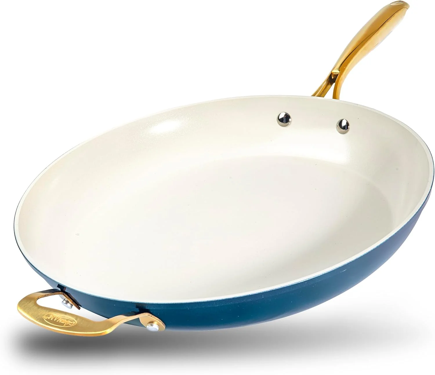 تابه نچسب گاتام استیل سایز بزرگ ۱۴ اینچی، تابه نچسب مناسب خانواده، تابه بزرگ نچسب، تابه القایی، تابه نچسب برای پخت و پز، تابه قابل استفاده در فر، قابل شستشو در ماشین ظرفشویی - کرم سرمه ای