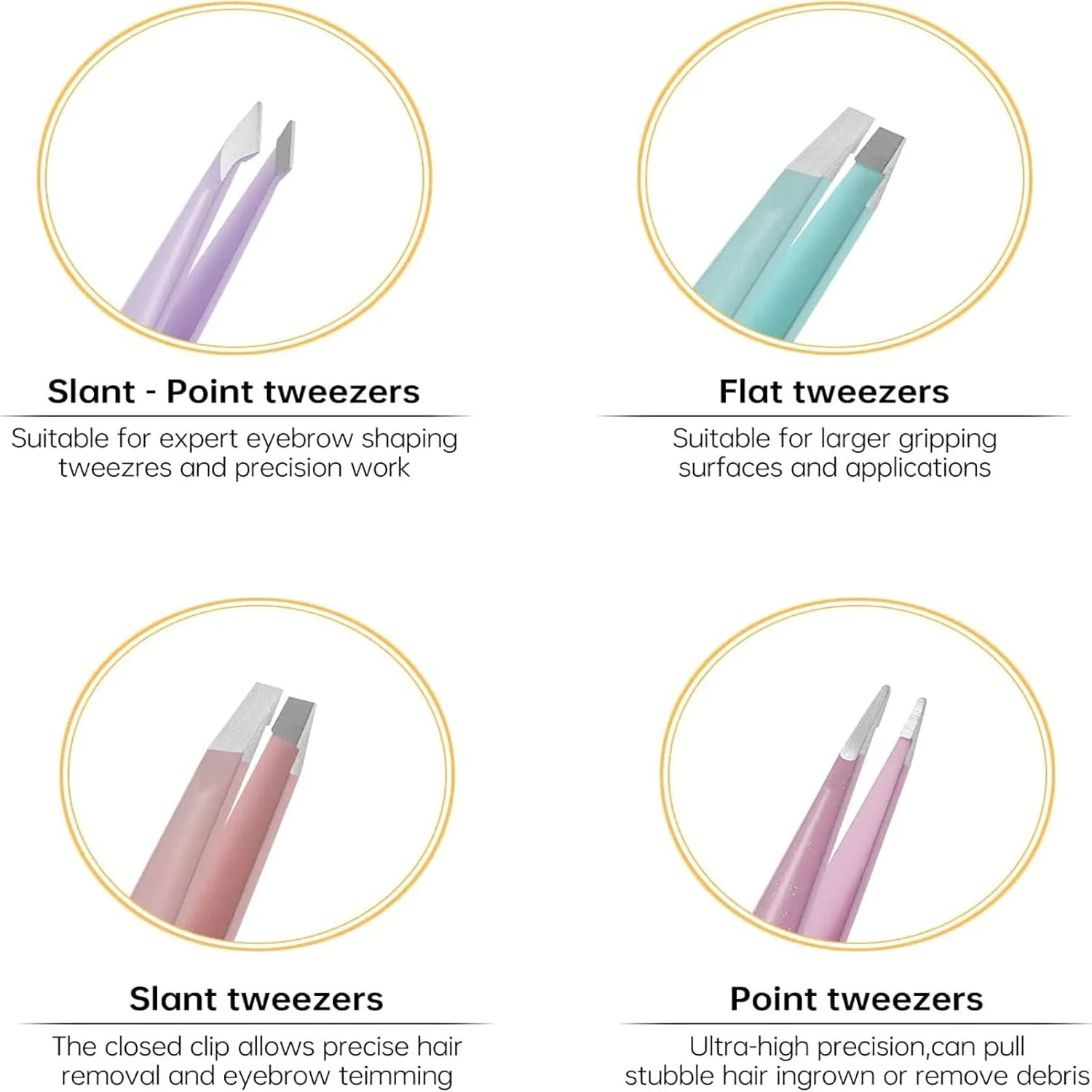 ست موچین BOMEKS، 4 عدد موچین استیل ضد زنگ حرفه ای، ست موچین ابرو با کیف برای موهای صورت و موهای زیر پوستی، ابزار زیبایی روزانه، چند رنگ ست موچین BOMEKS، 4 عدد موچین استیل ضد زنگ حرفه ای، ست موچین ابرو با کیف برای موهای صورت و موهای زیر پوستی، ابزار زیبایی روزانه، چند رنگ