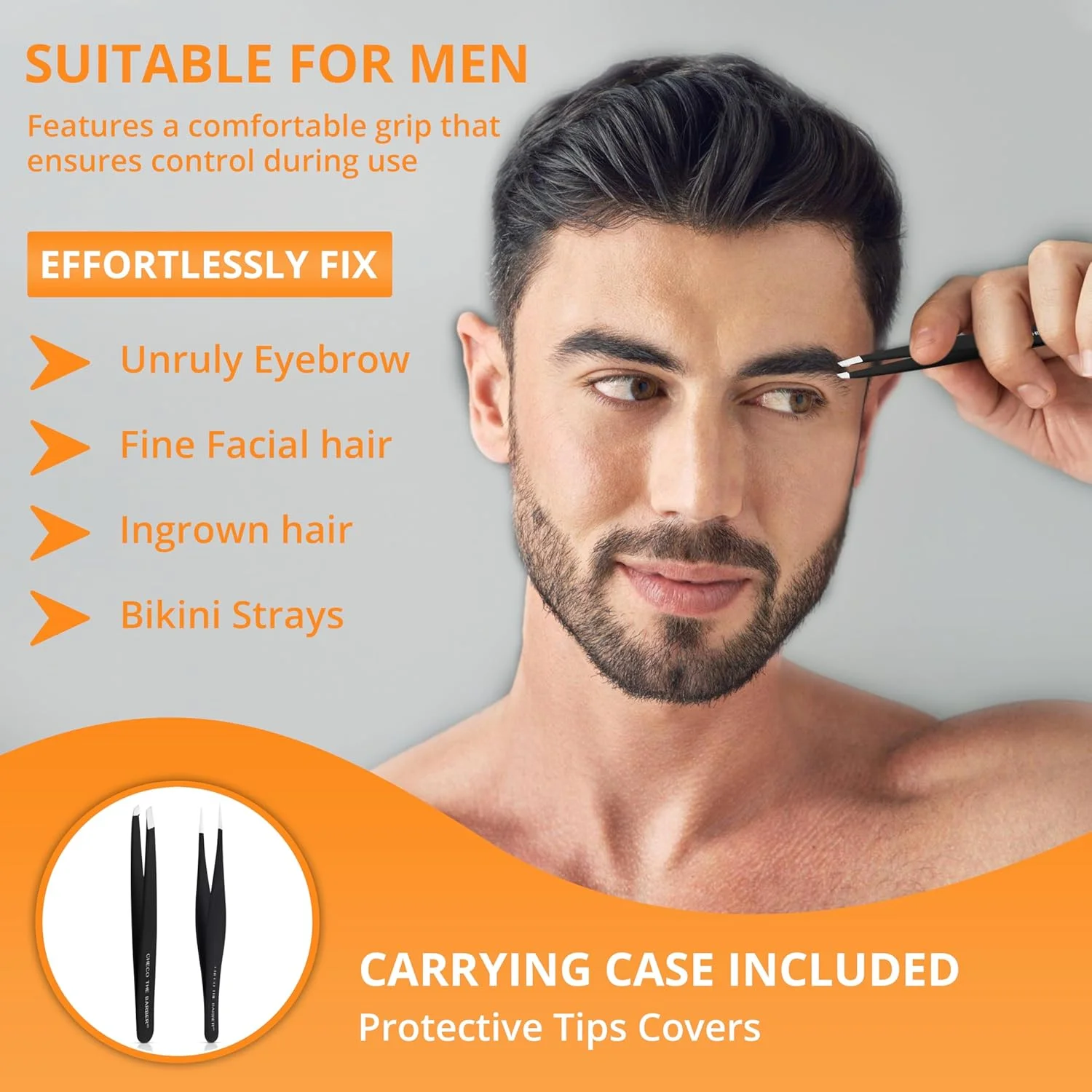ست موچین آرایشگاهی CHECO THE BARBER: موچین نوک تیز و اریب استیل ضد زنگ برای ابرو، موهای صورت، موهای زیر پوستی و خرده ها. (2 عدد) ست موچین آرایشگاهی CHECO THE BARBER: موچین نوک تیز و اریب استیل ضد زنگ برای ابرو، موهای صورت، موهای زیر پوستی و خرده ها. (2 عدد)
