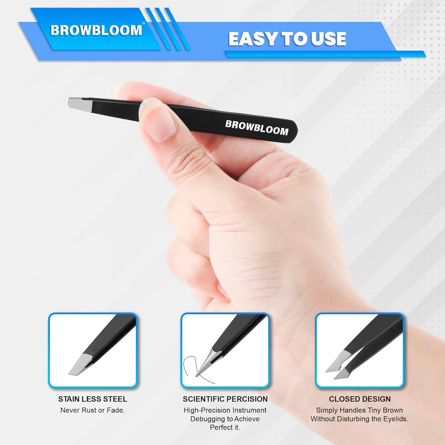 مجموعه 4 عددی موچین حرفه ای ابرو BROWBLOOM برای موهای صورت زنان، موچین های دقیق استیل ضد زنگ مشکی برای موهای زیر پوستی، موچین ابرو برای مردان، همراه با کیف حمل (ست مشکی) مجموعه 4 عددی موچین حرفه ای ابرو BROWBLOOM برای موهای صورت زنان، موچین های دقیق استیل ضد زنگ مشکی برای موهای زیر پوستی، موچین ابرو برای مردان، همراه با کیف حمل (ست مشکی)