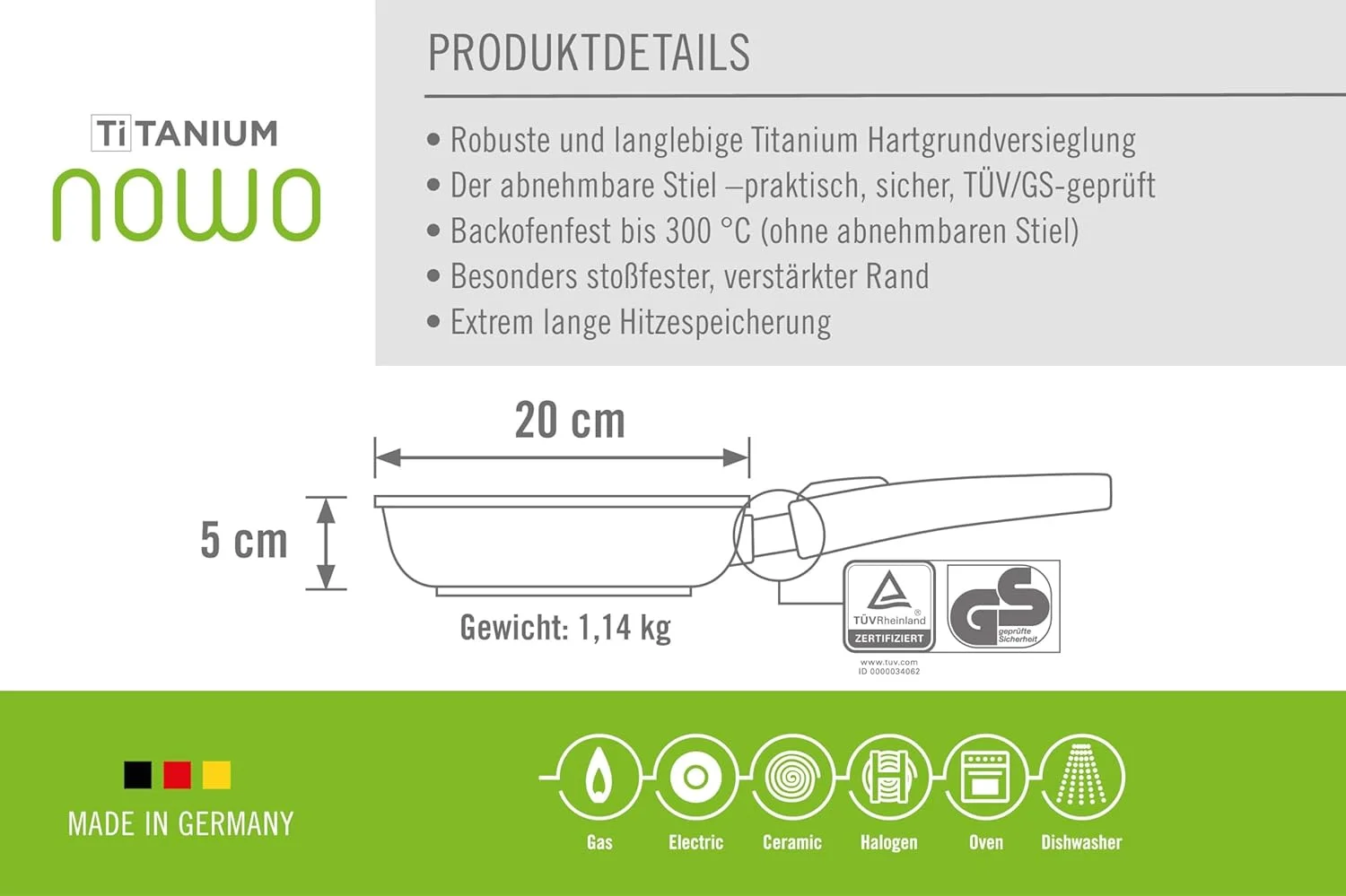 تابه ووک نونو وول سایز 20 سانتی متر با دسته جداشدنی تابه ووک نونو وول سایز 20 سانتی متر با دسته جداشدنی