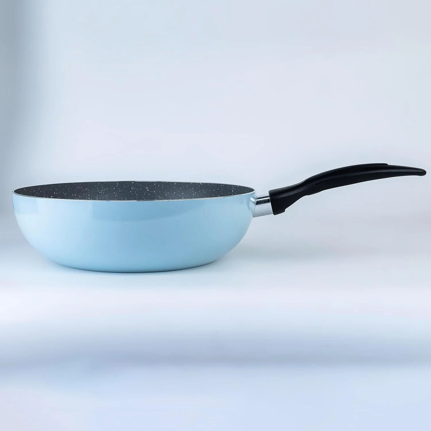 Wilson 26cm Aluminium Pressed Wok Pan, Non- Stick, Induction, Marble coated - Blue