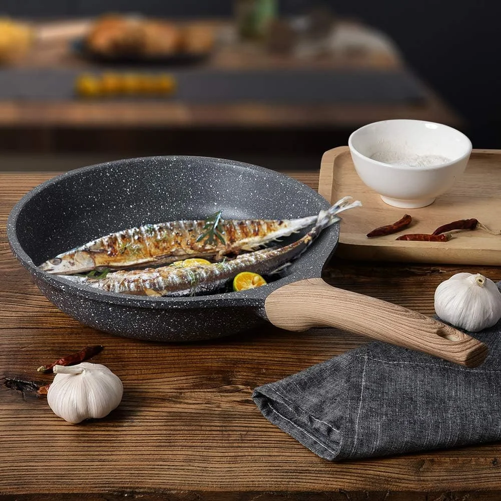 ست 3 تایی تابه نچسب ZUOFENG، ظروف پخت و پز با پوشش گرانیتی سنگی، تابه های القایی، تابه املت، 20 سانتی متر + 24 سانتی متر + 28 سانتی متر