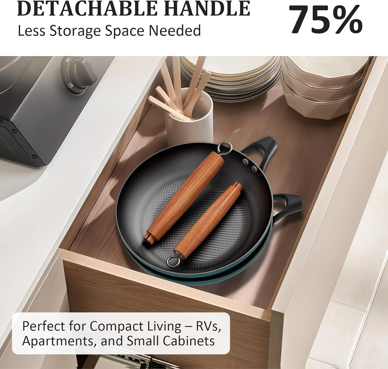 تابه نچسب یوتان، تابه چدنی لعاب دار 20 سانتی متری، تابه تخم مرغ و املت سالم برای آشپزخانه با دسته جداشدنی، تابه چدنی سبک وزن از قبل چاشنی شده، قابل شستشو در ماشین ظرفشویی و فر