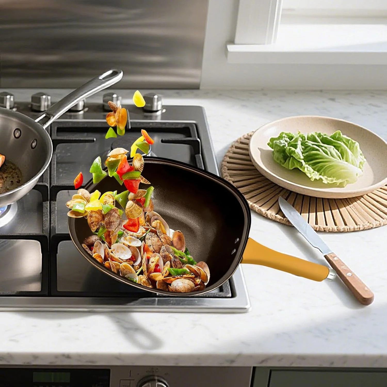 تابه درب دار، تابه و ماهیتابه درب دار - قابلمه و تابه با دسته ارگونومیک 12 اینچی برای پخت و پز در فر، اجاق گاز، آشپزخانه، داخل و خارج از منزل، کمپینگ