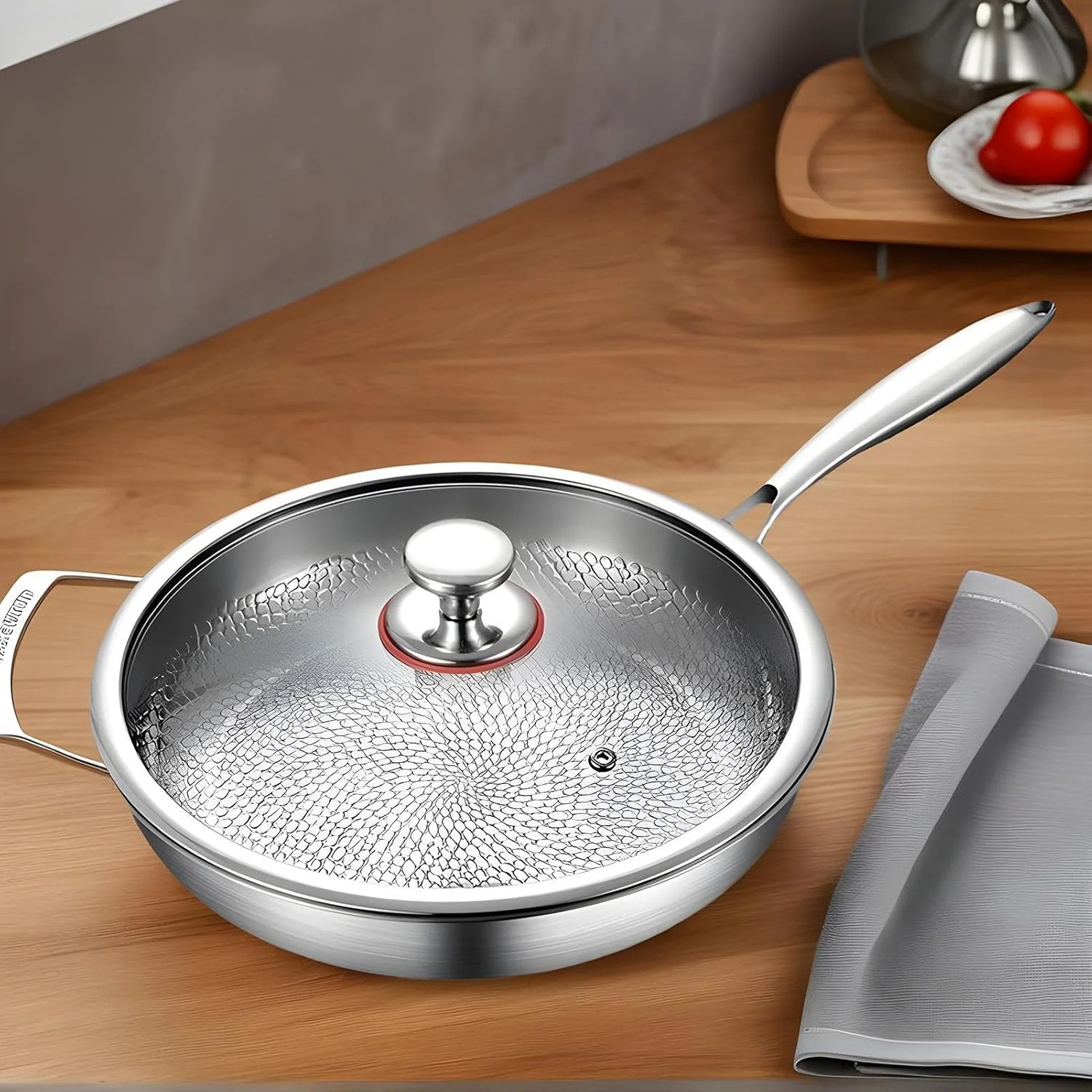 تابه چکش کاری شده تیتانیومی | ماهیتابه و تابه سرخ کردنی، ظروف نچسب برای استفاده روزانه در خوابگاه، آپارتمان، آشپزخانه، رستوران، هتل، کمپینگ