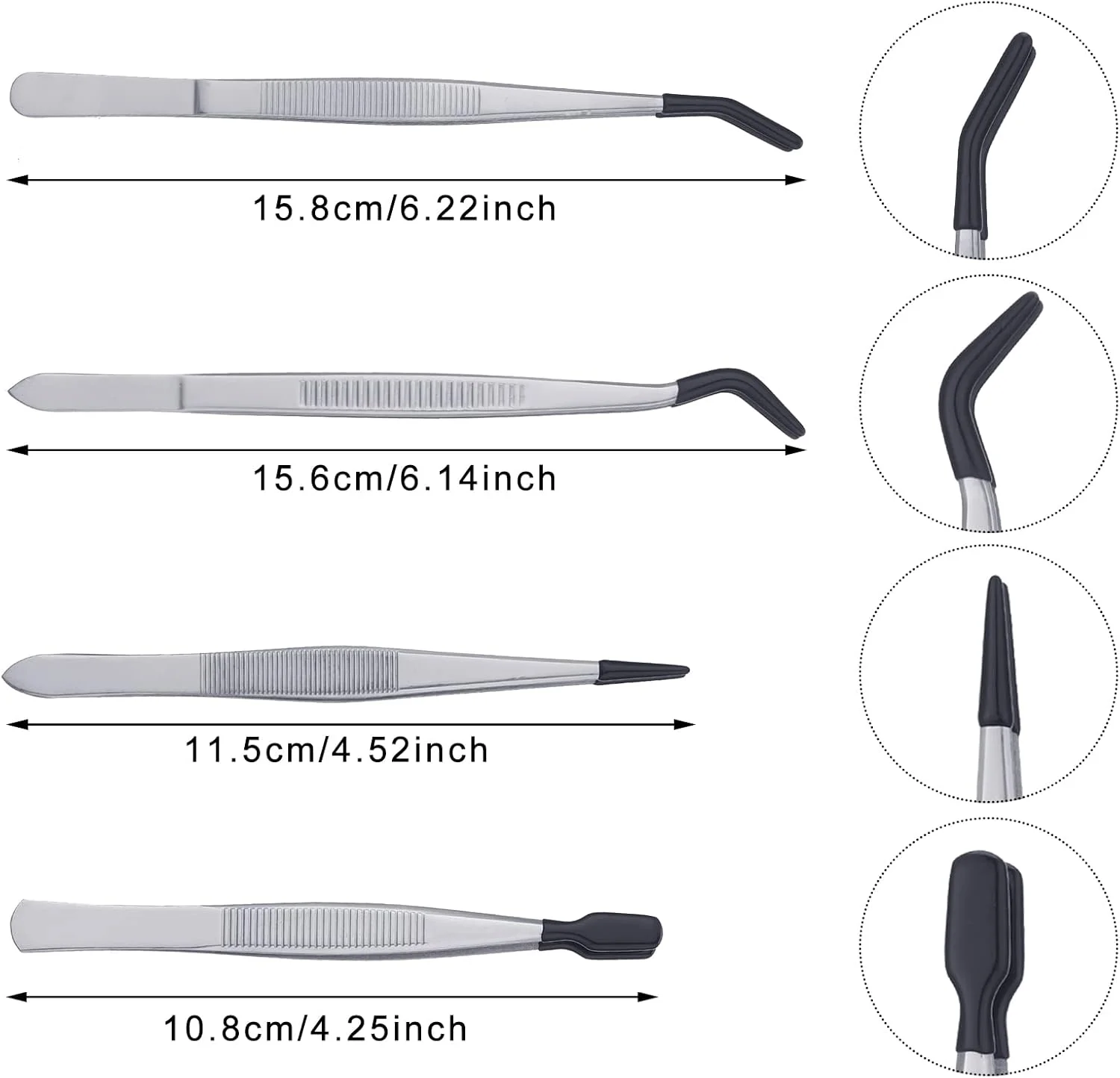 ست 4 عددی موچین نوک لاستیکی DragonflyDreams - روکش PVC، نوک صاف، نوک تخت، خمیده بلند - برای صنایع دستی، مهر، مهره، ابزار جواهرات ست 4 عددی موچین نوک لاستیکی DragonflyDreams - روکش PVC، نوک صاف، نوک تخت، خمیده بلند - برای صنایع دستی، مهر، مهره، ابزار جواهرات