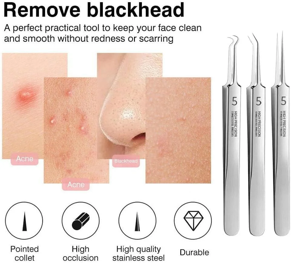 ست 3 عددی موچین جوش سرسیاه حرفه ای، موچین های حذف کننده جوش سرسیاه صورت، ابزار دقیق استخراج کننده، کیت حذف آکنه، ابزار بیرون آوردن جوش با جعبه نگهداری ست 3 عددی موچین جوش سرسیاه حرفه ای، موچین های حذف کننده جوش سرسیاه صورت، ابزار دقیق استخراج کننده، کیت حذف آکنه، ابزار بیرون آوردن جوش با جعبه نگهداری