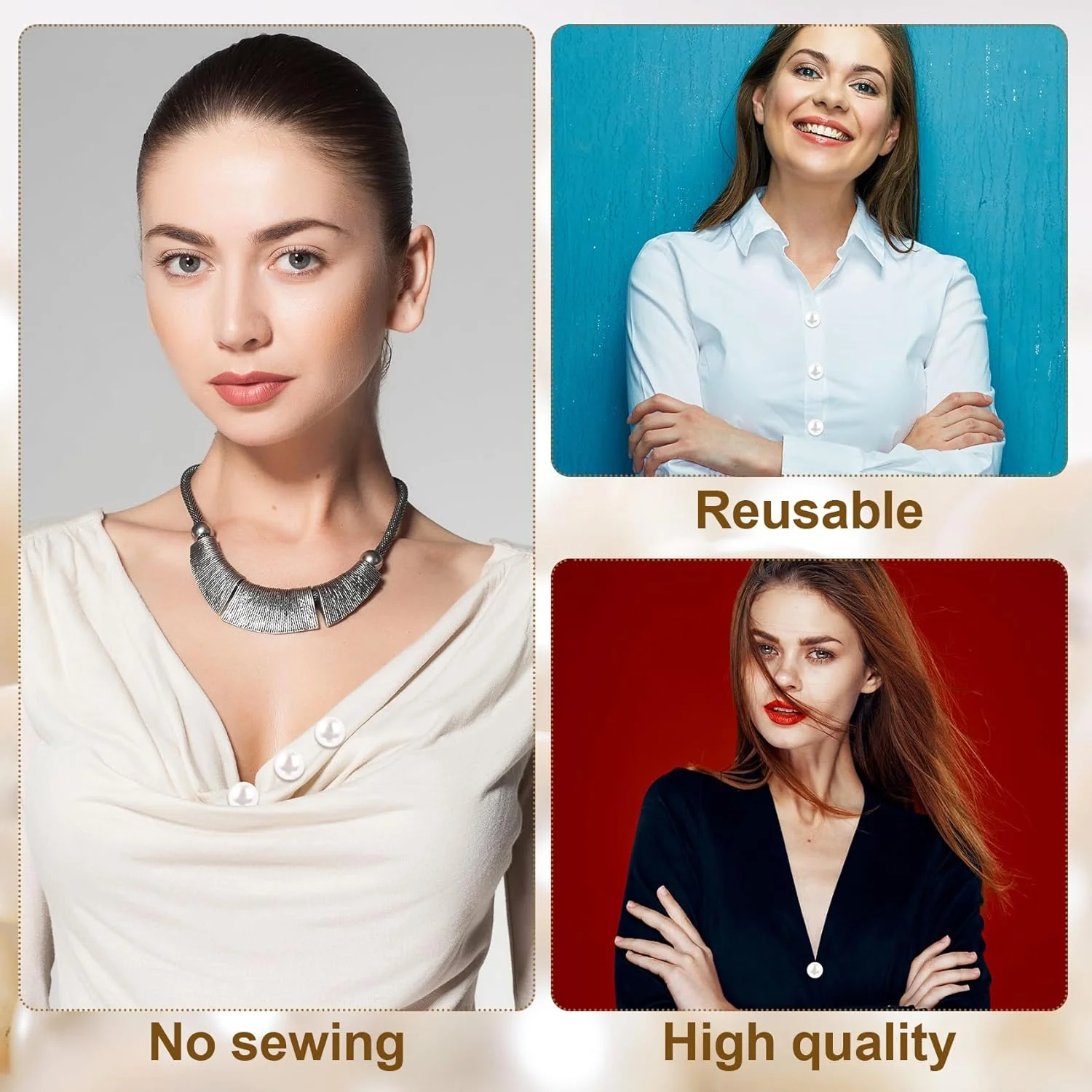 CustomyLife 10 ست دکمه مرواریدی 14 میلیمتری بدون نیاز به دوخت، سنجاق سینهی پیراهن قابل استفاده مجدد، دکمههای تزئینی کریسمس سفید قابل جابجایی ضد افشا برای صنایع دستی DIY لباس کت ژاکت زنانه CustomyLife 10 ست دکمه مرواریدی 14 میلیمتری بدون نیاز به دوخت، سنجاق سینهی پیراهن قابل استفاده مجدد، دکمههای تزئینی کریسمس سفید قابل جابجایی ضد افشا برای صنایع دستی DIY لباس کت ژاکت زنانه