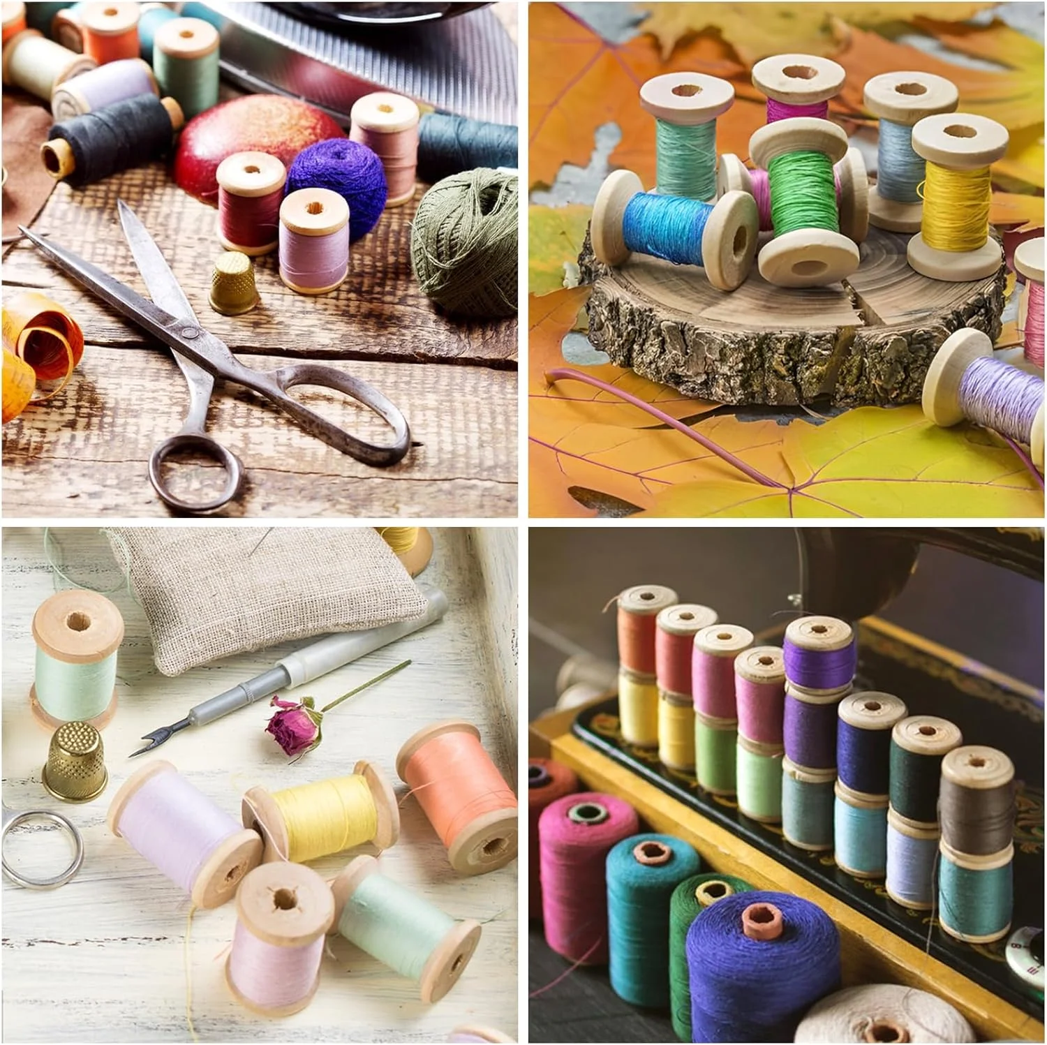 CYEAH 40PCS Wooden Spools for Crafts, 1.2 x 2 Inch Unfinished Wood Spools, Splinter - Free Empty Thread Spools for Crafts, Embroidery and Sewing Machines