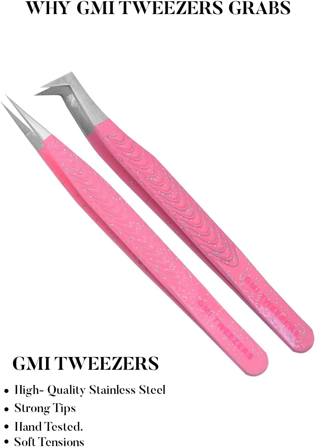 موچین نوک فیبری GMI TWEEZERS، دو عدد، مدل های صاف و L شکل، صورتی، مناسب اکستنشن مژه والیوم. موچین نوک فیبری GMI TWEEZERS، دو عدد، مدل های صاف و L شکل، صورتی، مناسب اکستنشن مژه والیوم.