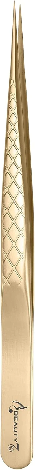 موچین حرفه ای Beauty7 استیل ضد زنگ برای اکستنشن مژه، موچین مژه نوک صاف، موچین دقیق به همراه کیف، رنگ طلایی، چند منظوره موچین حرفه ای Beauty7 استیل ضد زنگ برای اکستنشن مژه، موچین مژه نوک صاف، موچین دقیق به همراه کیف، رنگ طلایی، چند منظوره