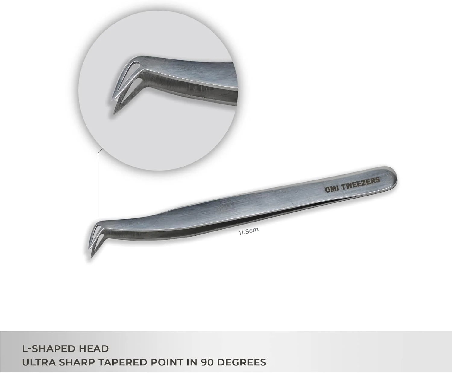 موچین اکستنشن مژه GMI TWEEZERS - استیل ضد زنگ - L شکل (Boot) - نقره ای