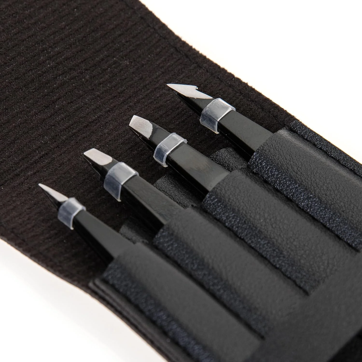 ست موچین حرفه ای Tweezer Master [مشکی] - نوک های اریب و تیز از جنس استیل ضد زنگ برای برداشتن موهای ابرو و صورت - ابزار آرایشی مقاوم در برابر زنگ زدگی به همراه کیف مسافرتی