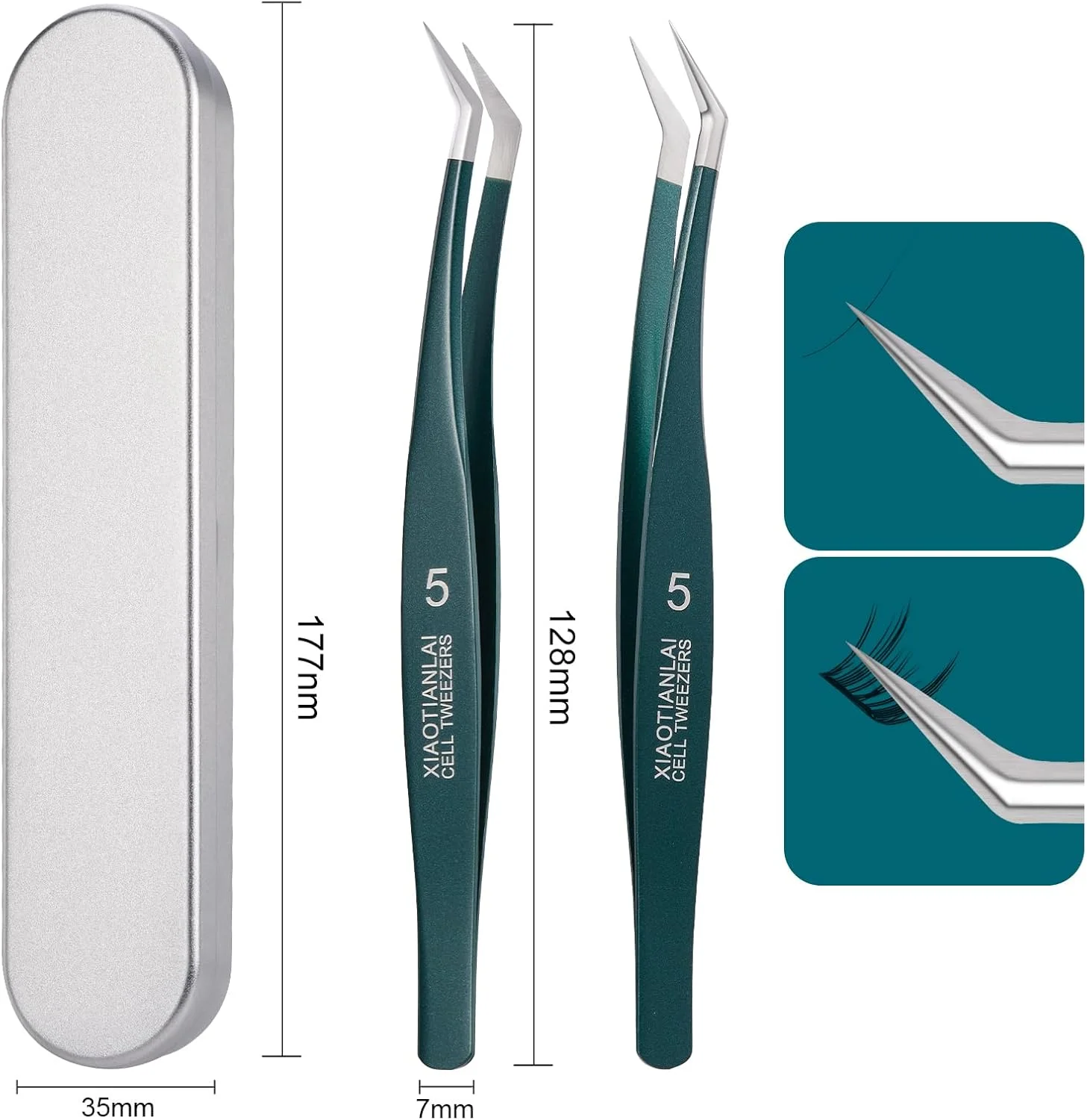 موچین استیل FYB برای مژه، موچین برای مژه با سر خمیده، برای نگه داشتن مژه یا برداشتن ابرو، 2 عدد (سبز تیره - 2 عدد) موچین استیل FYB برای مژه، موچین برای مژه با سر خمیده، برای نگه داشتن مژه یا برداشتن ابرو، 2 عدد (سبز تیره - 2 عدد)