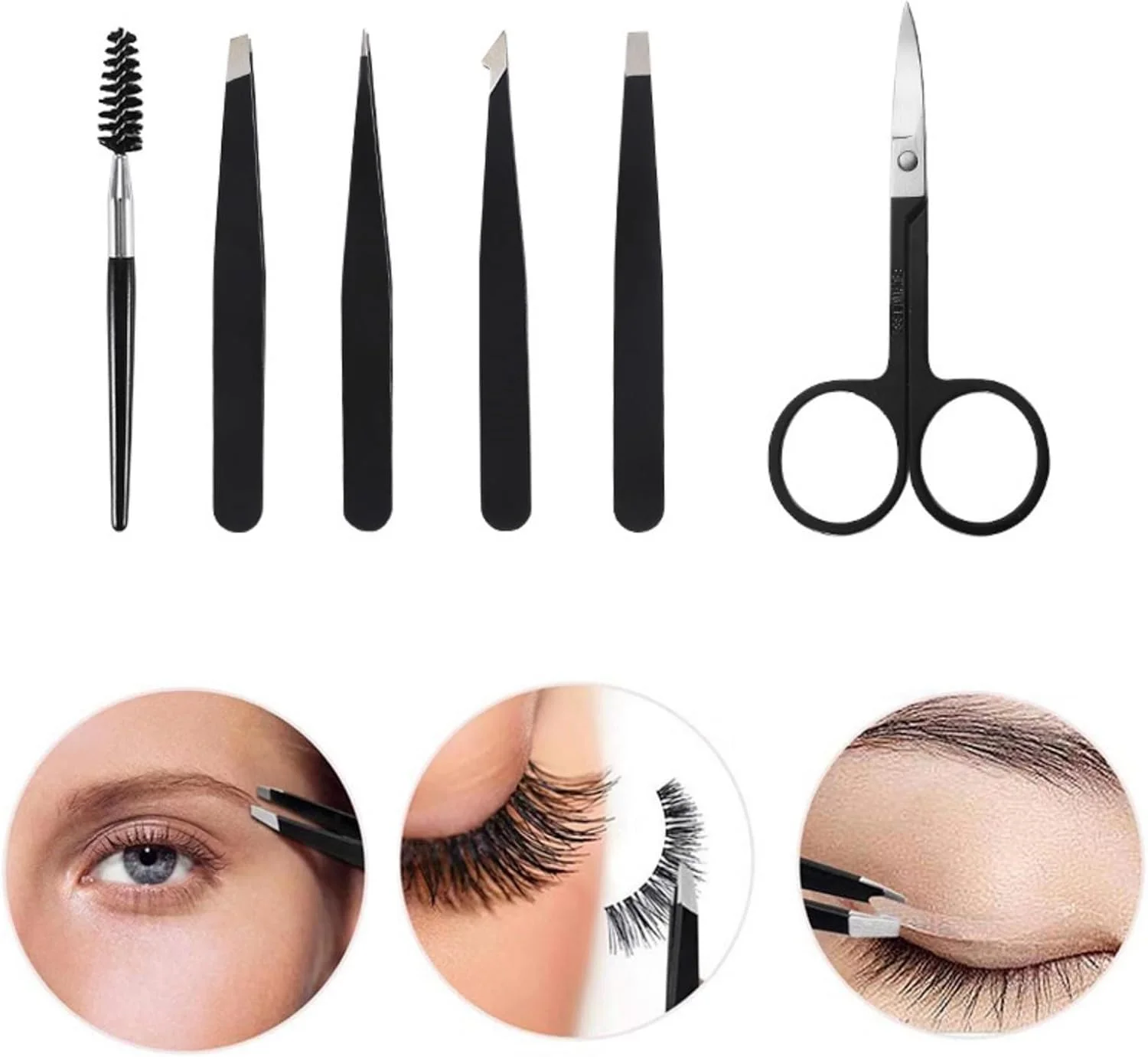 ست موچین ابرو JDLYEVER، ست پیرایش 6 تکه استیل ضد زنگ با 4 اندازه موچین، برس ابرو و قیچی، کیف نگهداری چرمی PU، دستگیره برای استفاده آسان، نوک های دقیق برای پوست های حساس ست موچین ابرو JDLYEVER، ست پیرایش 6 تکه استیل ضد زنگ با 4 اندازه موچین، برس ابرو و قیچی، کیف نگهداری چرمی PU، دستگیره برای استفاده آسان، نوک های دقیق برای پوست های حساس