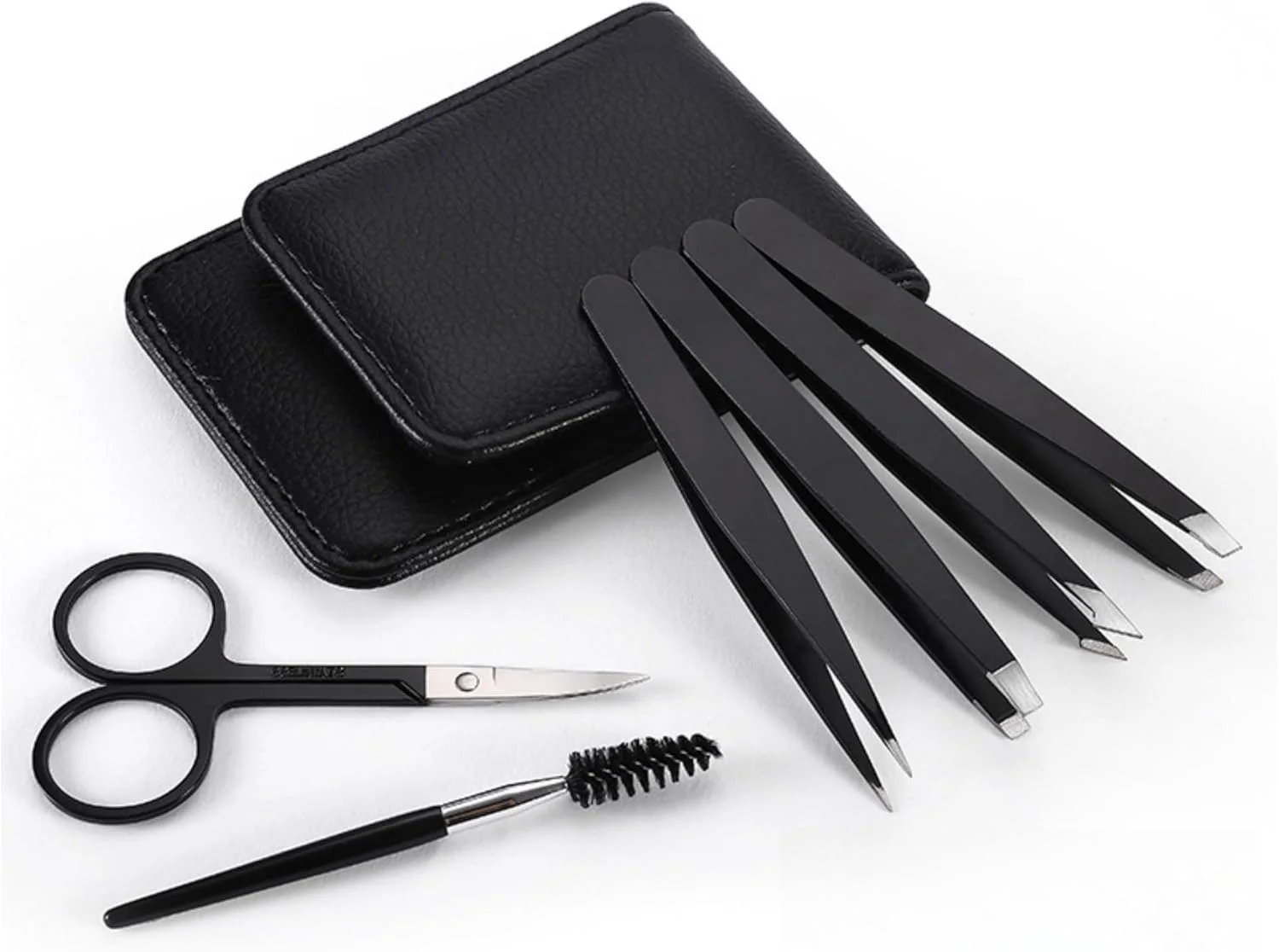 ست موچین ابرو JDLYEVER، ست پیرایش 6 تکه استیل ضد زنگ با 4 اندازه موچین، برس ابرو و قیچی، کیف نگهداری چرمی PU، دستگیره برای استفاده آسان، نوک های دقیق برای پوست های حساس ست موچین ابرو JDLYEVER، ست پیرایش 6 تکه استیل ضد زنگ با 4 اندازه موچین، برس ابرو و قیچی، کیف نگهداری چرمی PU، دستگیره برای استفاده آسان، نوک های دقیق برای پوست های حساس