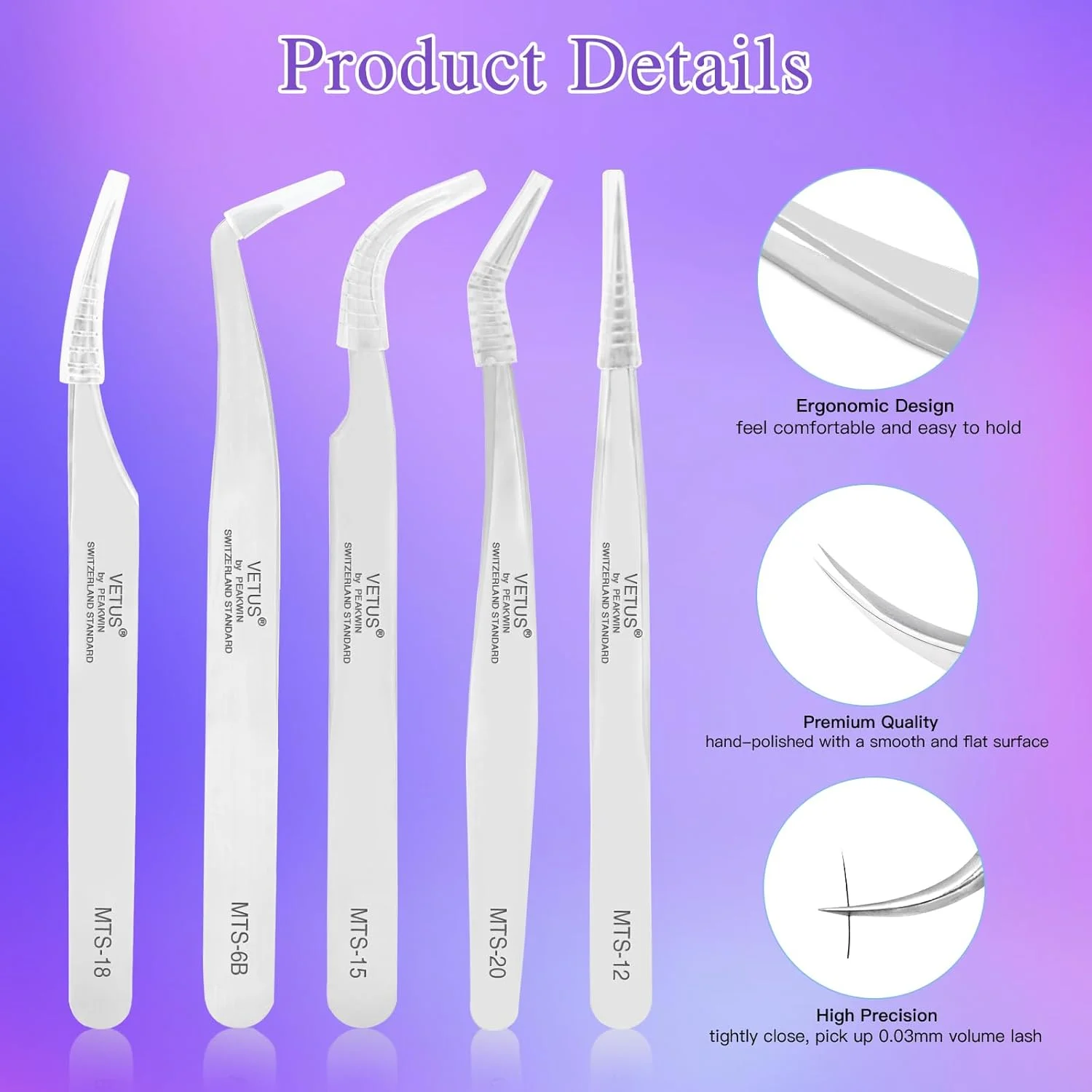 انبر مژه اکستنشن حرفه ای LZM، 5 عددی، انبر مژه مصنوعی برای اکستنشن، انبر مژه صاف، گیره مژه خمیده 45 درجه برای مژه های مصنوعی تکی انبر مژه اکستنشن حرفه ای LZM، 5 عددی، انبر مژه مصنوعی برای اکستنشن، انبر مژه صاف، گیره مژه خمیده 45 درجه برای مژه های مصنوعی تکی