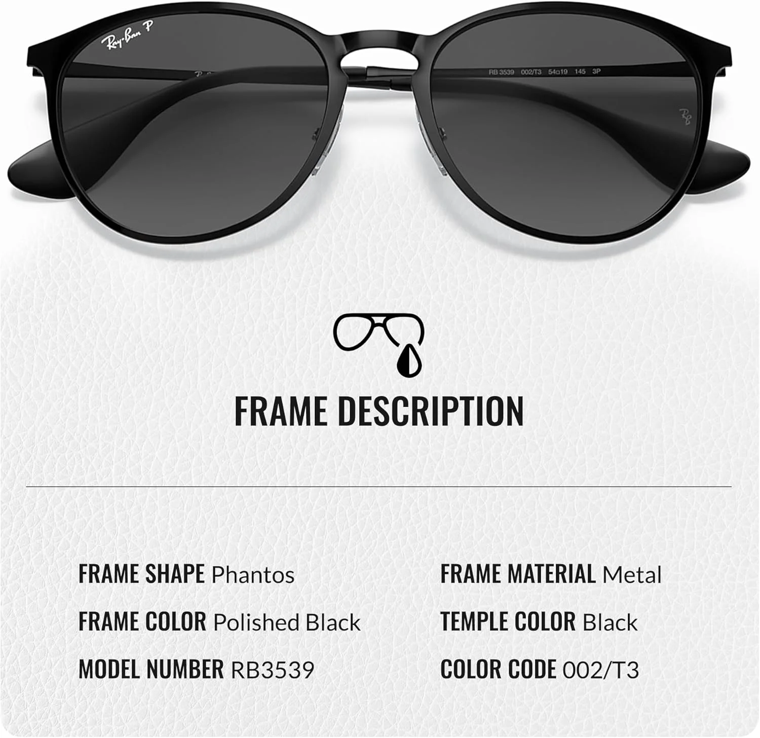 عینک آفتابی ری بن مدل RB3539 ERIKA METAL PHANTOS به همراه کیت رسمی عینک