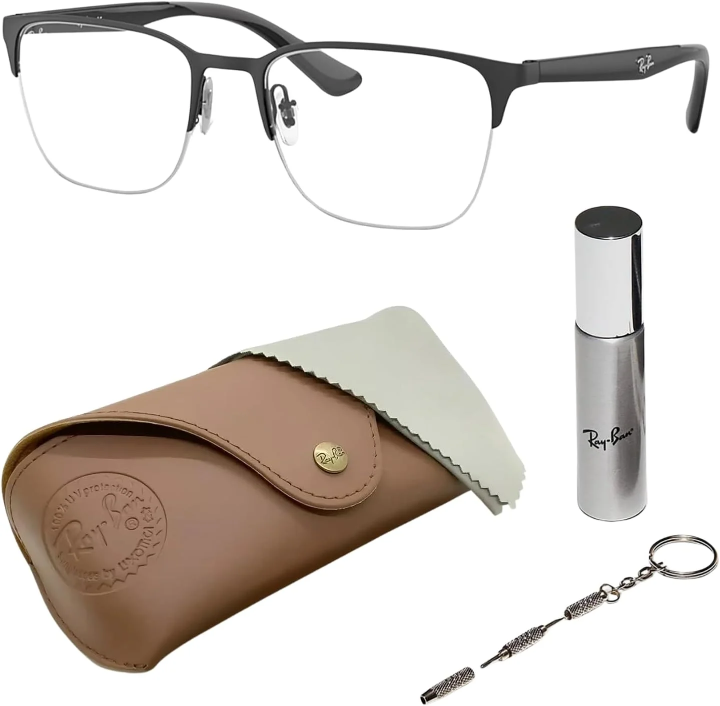 عینک طبی فلزی مربعی شکل ری بن مدل RB6428 به همراه کیت مراقبت رسمی عینک طبی فلزی مربعی شکل ری بن مدل RB6428 به همراه کیت مراقبت رسمی