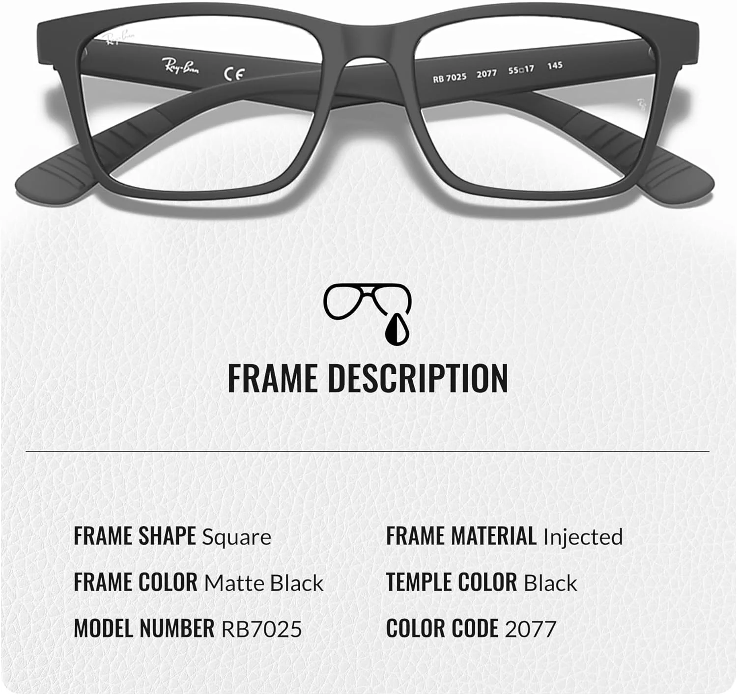 عینک طبی مربعی شکل ری بن مدل RB7025 به همراه کیت مراقبت عینک - عینک با فیت پل بینی بلند - فریم عینک زنانه طراح دار با لنزهای شفاف، فریم مشکی | لنز شفاف عینک طبی مربعی شکل ری بن مدل RB7025 به همراه کیت مراقبت عینک - عینک با فیت پل بینی بلند - فریم عینک زنانه طراح دار با لنزهای شفاف، فریم مشکی | لنز شفاف