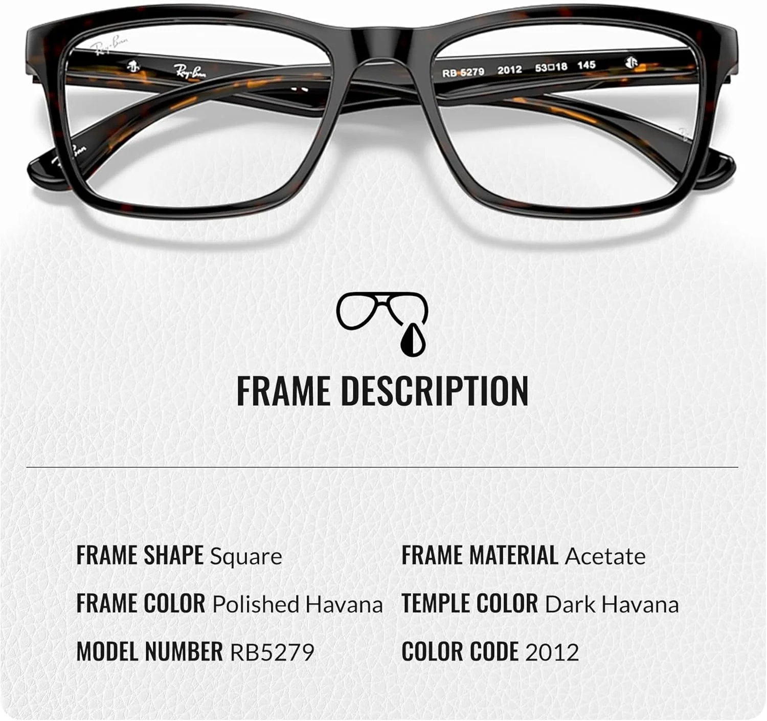 عینک طبی مربعی شکل ری بن مدل RB5279 به همراه کیت مراقبت عینک - عینک طبی با فیت پل بینی بلند - فریم عینک زنانه طراح دار با لنزهای شفاف، فریم هاوانای تیره | لنز شفاف عینک طبی مربعی شکل ری بن مدل RB5279 به همراه کیت مراقبت عینک - عینک طبی با فیت پل بینی بلند - فریم عینک زنانه طراح دار با لنزهای شفاف، فریم هاوانای تیره | لنز شفاف