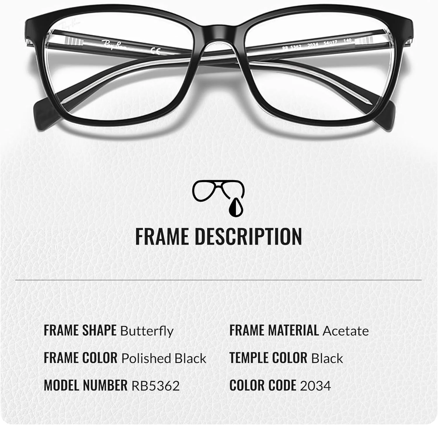 عینک ری بن مدل RB5362 با فریم پروانه ای به همراه کیت نگهداری - عینک طبی با فیت پل بینی بلند - فریم عینک زنانه با طراحی خاص به همراه عدسی شفاف، مشکی روی فریم شفاف | عدسی شفاف عینک ری بن مدل RB5362 با فریم پروانه ای به همراه کیت نگهداری - عینک طبی با فیت پل بینی بلند - فریم عینک زنانه با طراحی خاص به همراه عدسی شفاف، مشکی روی فریم شفاف | عدسی شفاف