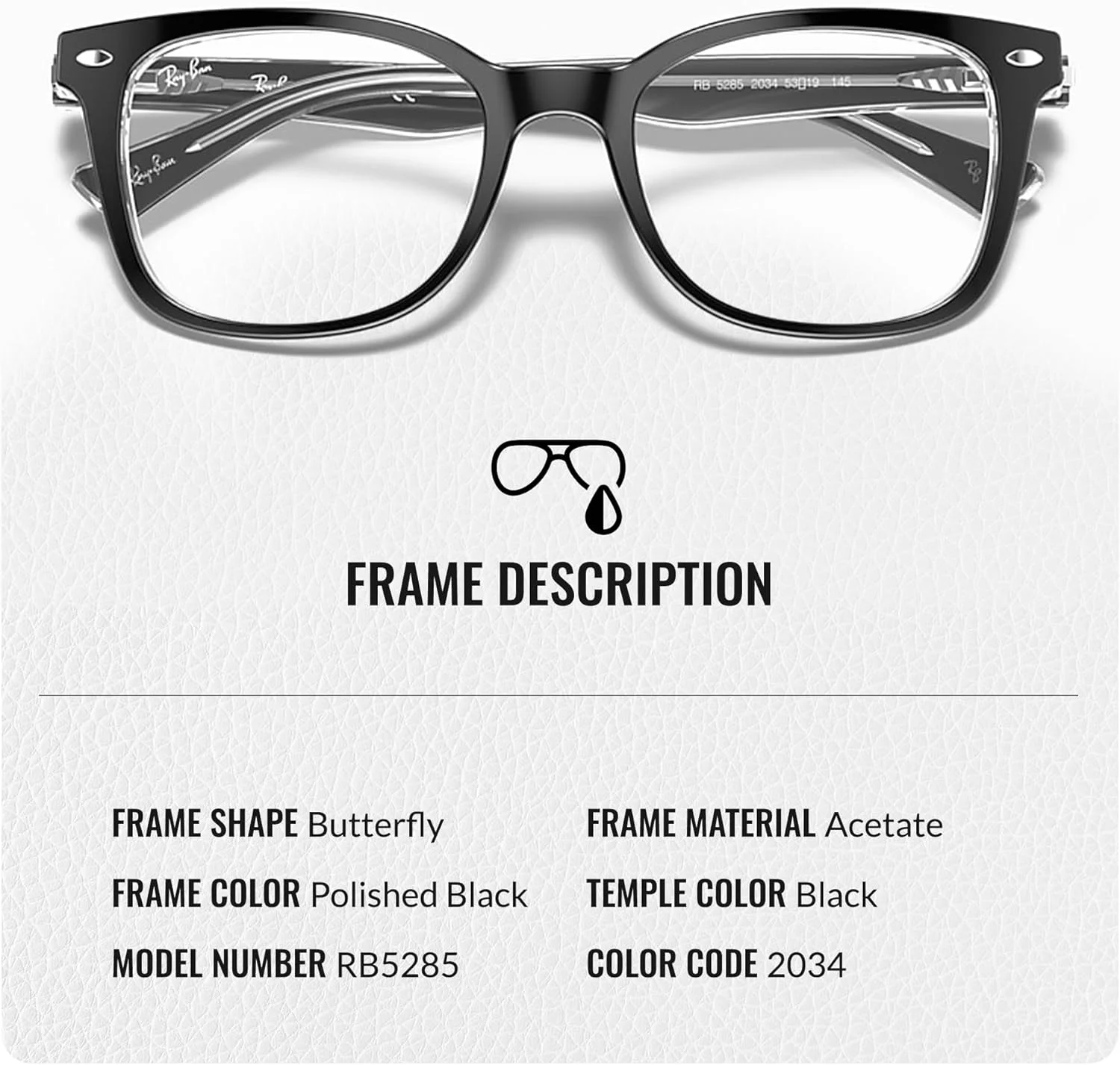 عینک طبی ری بن مدل RB5285 با فریم پروانه ای به همراه کیت مراقبت عینک - عینک با فیت پل بینی بلند - فریم عینک زنانه با طراحی خاص به همراه عدسی شفاف، مشکی روی فریم شفاف | عدسی شفاف عینک طبی ری بن مدل RB5285 با فریم پروانه ای به همراه کیت مراقبت عینک - عینک با فیت پل بینی بلند - فریم عینک زنانه با طراحی خاص به همراه عدسی شفاف، مشکی روی فریم شفاف | عدسی شفاف