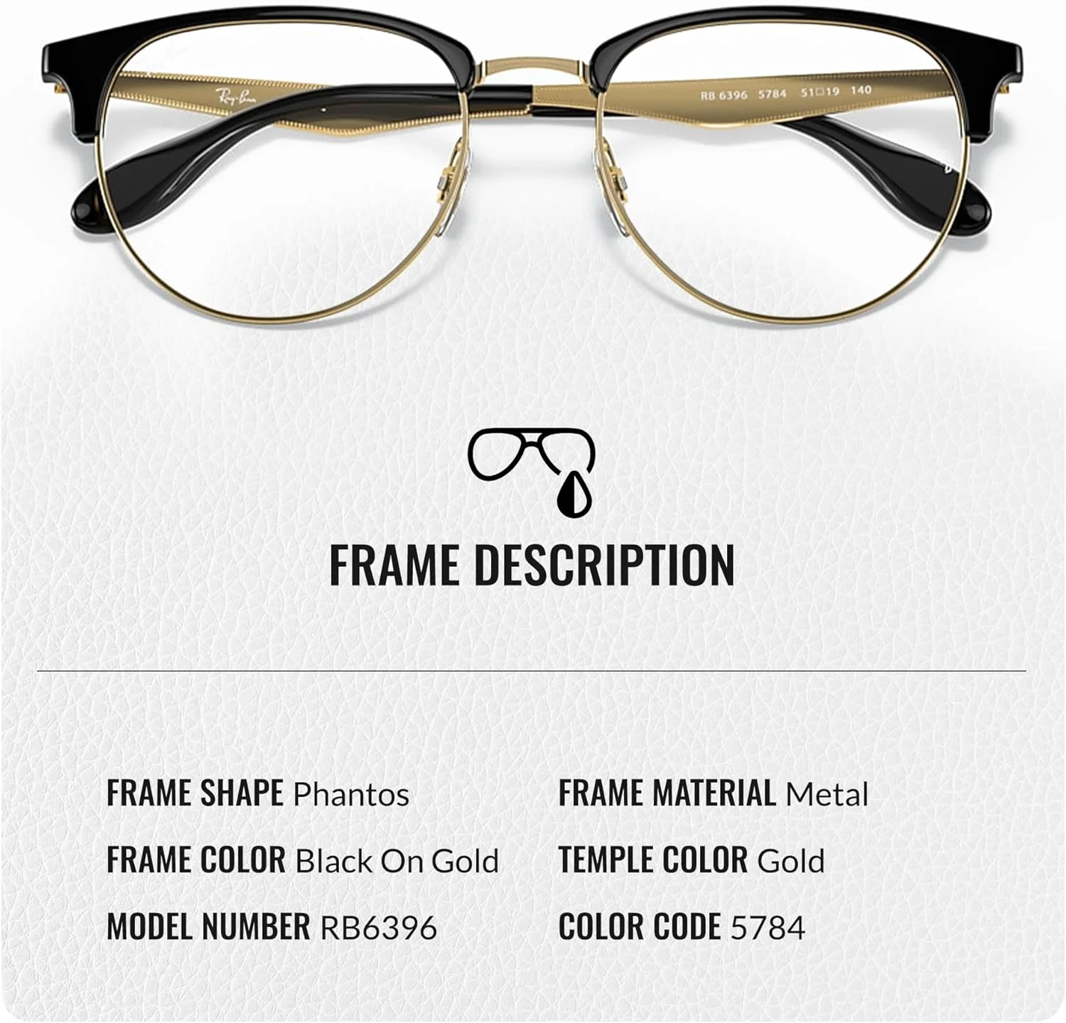 عینک طبی فلزی مدل فانتوس Ray-Ban RB6396 به همراه کیت مراقبت عینک - عینک با پدهای بینی قابل تنظیم - فریم عینک زنانه با لنزهای شفاف، مشکی روی طلایی | لنز شفاف عینک طبی فلزی مدل فانتوس Ray-Ban RB6396 به همراه کیت مراقبت عینک - عینک با پدهای بینی قابل تنظیم - فریم عینک زنانه با لنزهای شفاف، مشکی روی طلایی | لنز شفاف