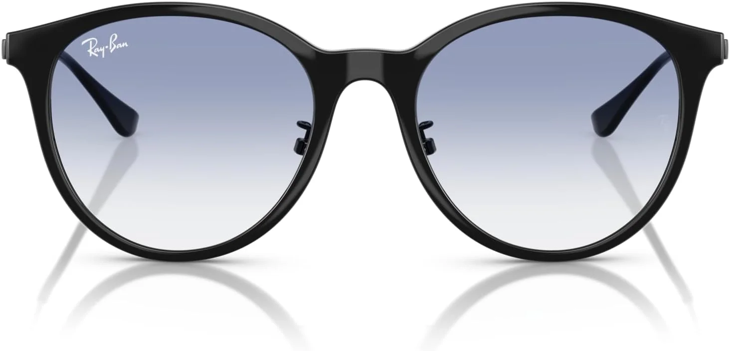 عینک آفتابی مربعی ری-بن، مشکی/آبی روشن تدریجی، سایز 55 میلی‌متر