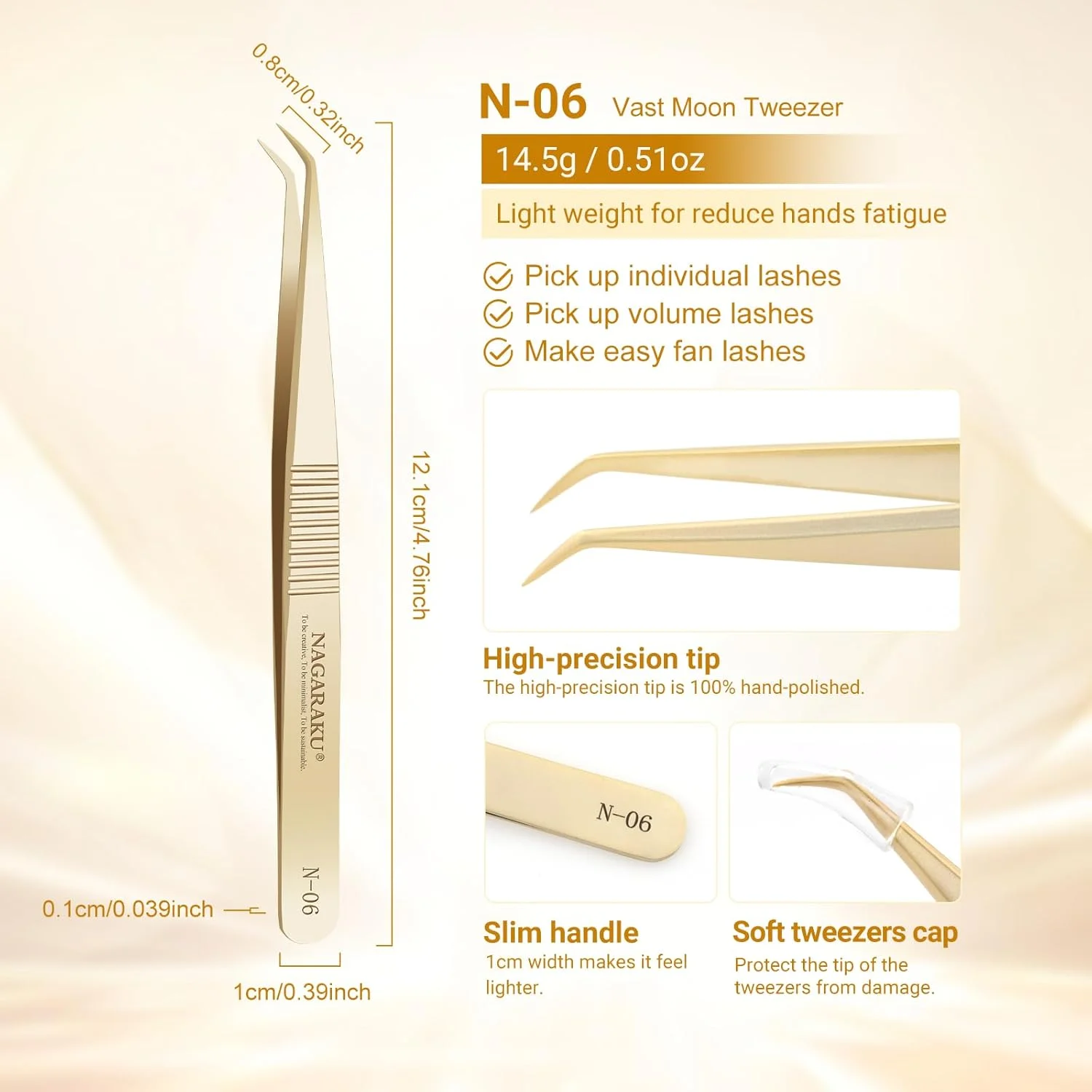 موچین اکستنشن مژه NAGARAKU، موچین حرفه ای با دقت بالا، طلایی، خمیده، مناسب برای فن سازی والیوم، موچین فن های از پیش ساخته شده، موچین مژه استیل ضد زنگ، ابزار آرایش، موچین طراحی ناخن (N-06) موچین اکستنشن مژه NAGARAKU، موچین حرفه ای با دقت بالا، طلایی، خمیده، مناسب برای فن سازی والیوم، موچین فن های از پیش ساخته شده، موچین مژه استیل ضد زنگ، ابزار آرایش، موچین طراحی ناخن (N-06)