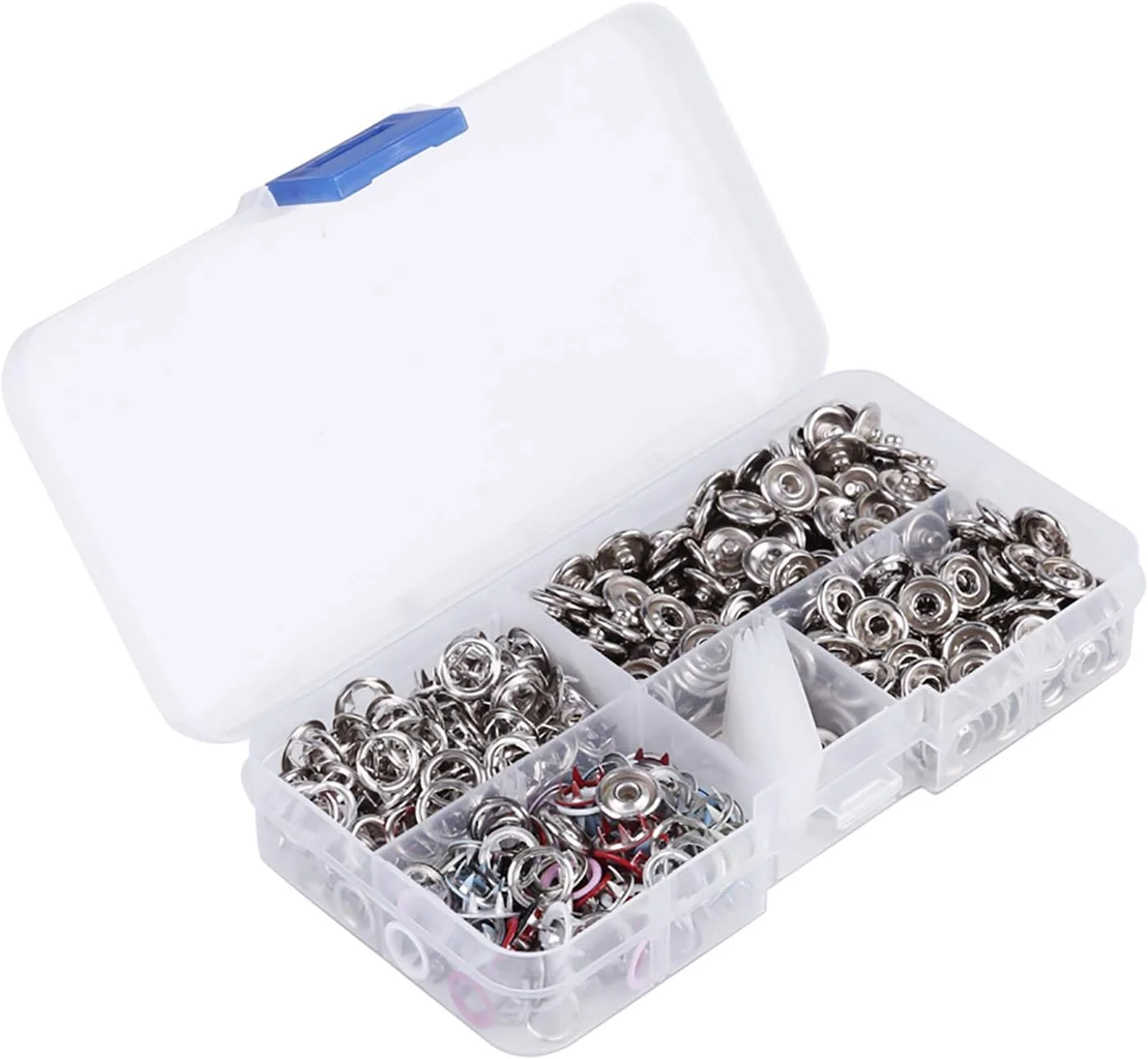 دکمه های فشاری فلزی 23×13×5، 120 ست رنگی، دکمه های فشاری فلزی با انبر مخصوص نصب، مناسب برای خیاطی دکمه های فشاری فلزی 23×13×5، 120 ست رنگی، دکمه های فشاری فلزی با انبر مخصوص نصب، مناسب برای خیاطی