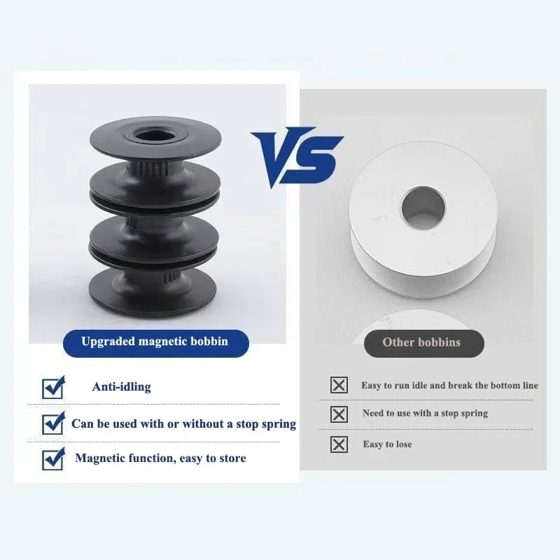 YICBOR Magnetic Damping Anti-idling Bobbins for Industrial Lockstitch Sewing Machines, Black, 5 Pieces YICBOR Magnetic Damping Anti-idling Bobbins for Industrial Lockstitch Sewing Machines, Black, 5 Pieces