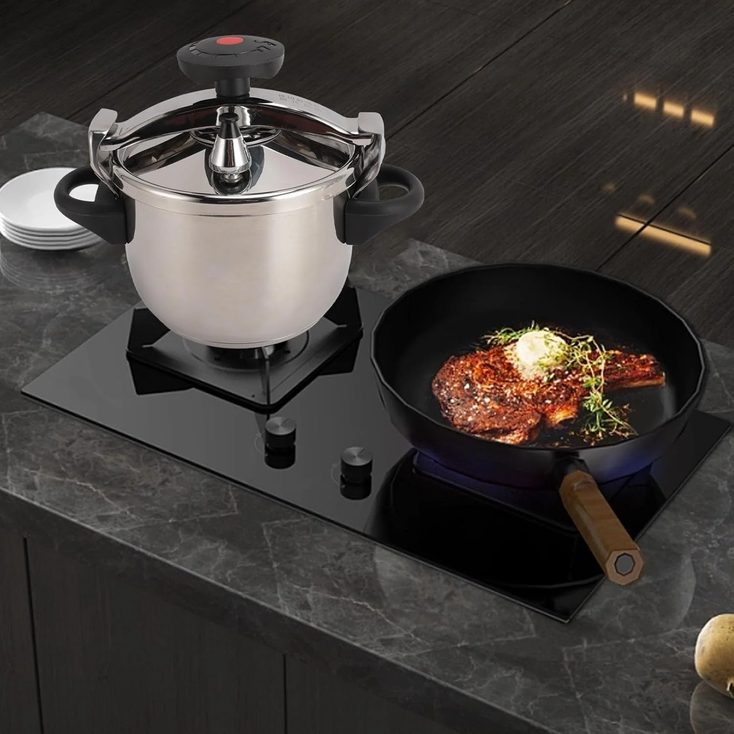 زودپز کوچک استیل Depisuta، 3 لیتری 55KPA، زودپز چند منظوره استیل برای اجاق گاز و اجاق القایی، پخت سریع زودپز کوچک استیل Depisuta، 3 لیتری 55KPA، زودپز چند منظوره استیل برای اجاق گاز و اجاق القایی، پخت سریع